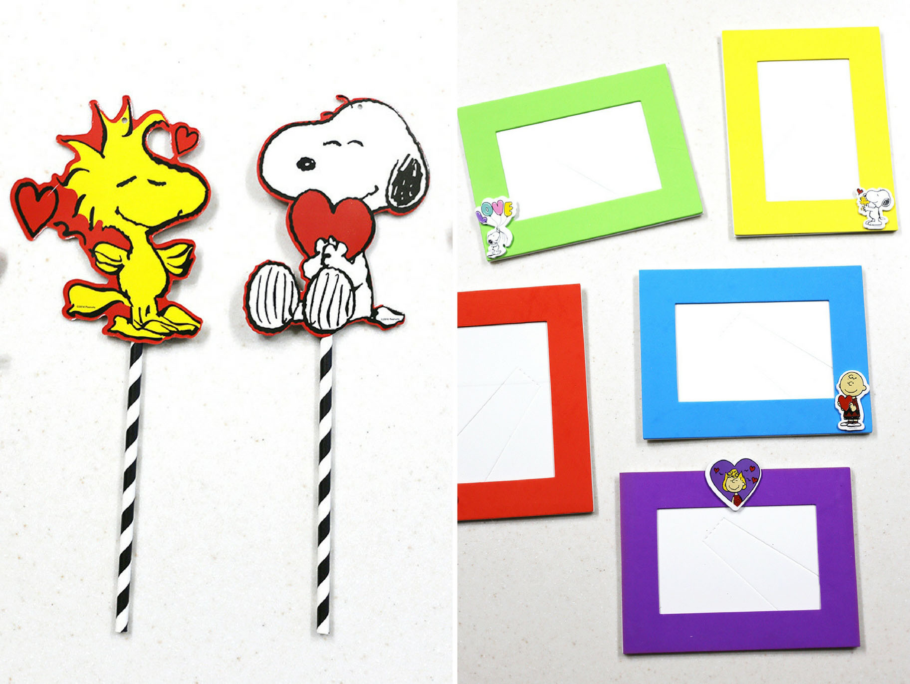 DIY Peanuts® Valentine's Day Frames and Photo Stick Props