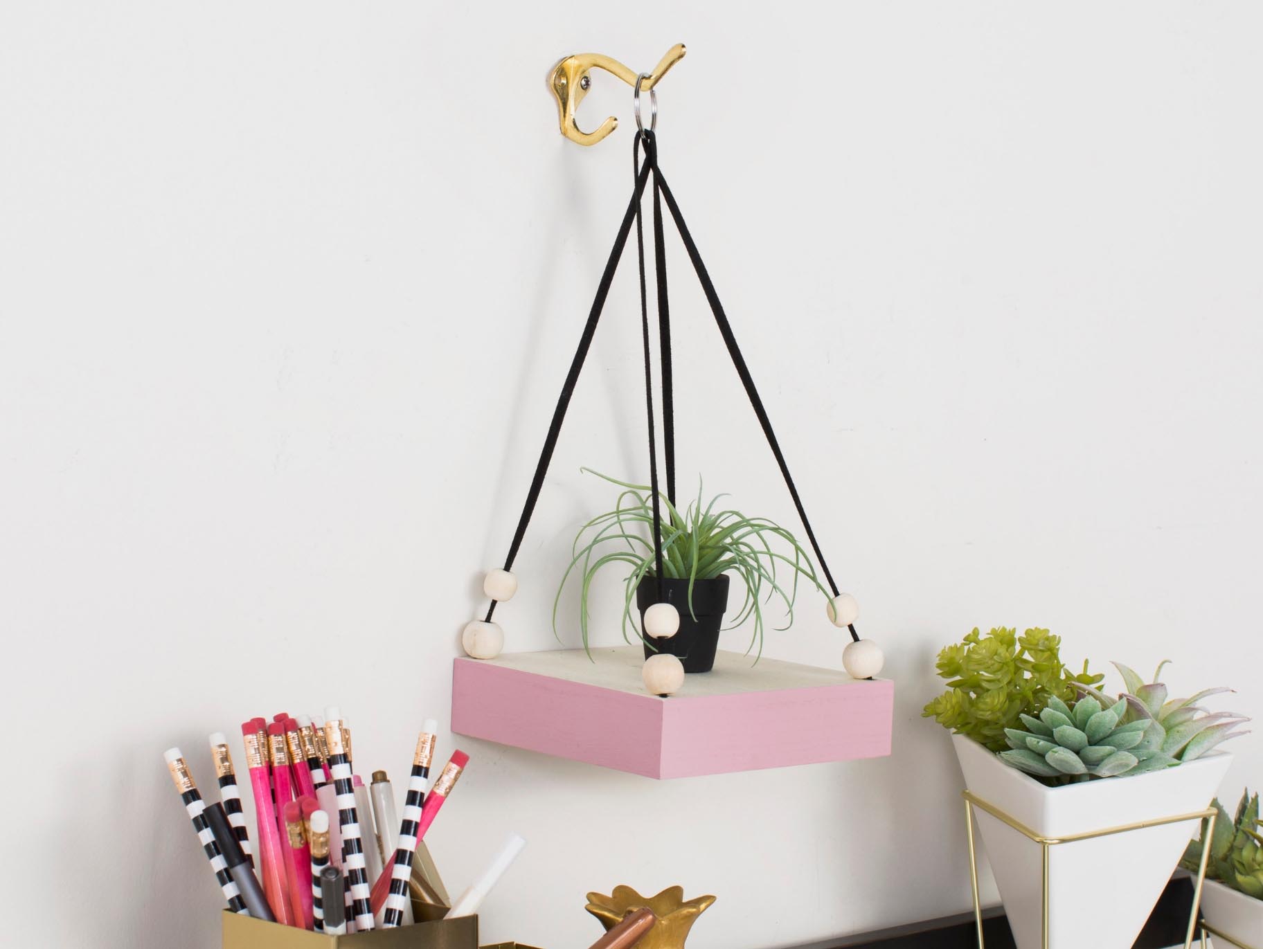 Modern DIY Hanging Shelf