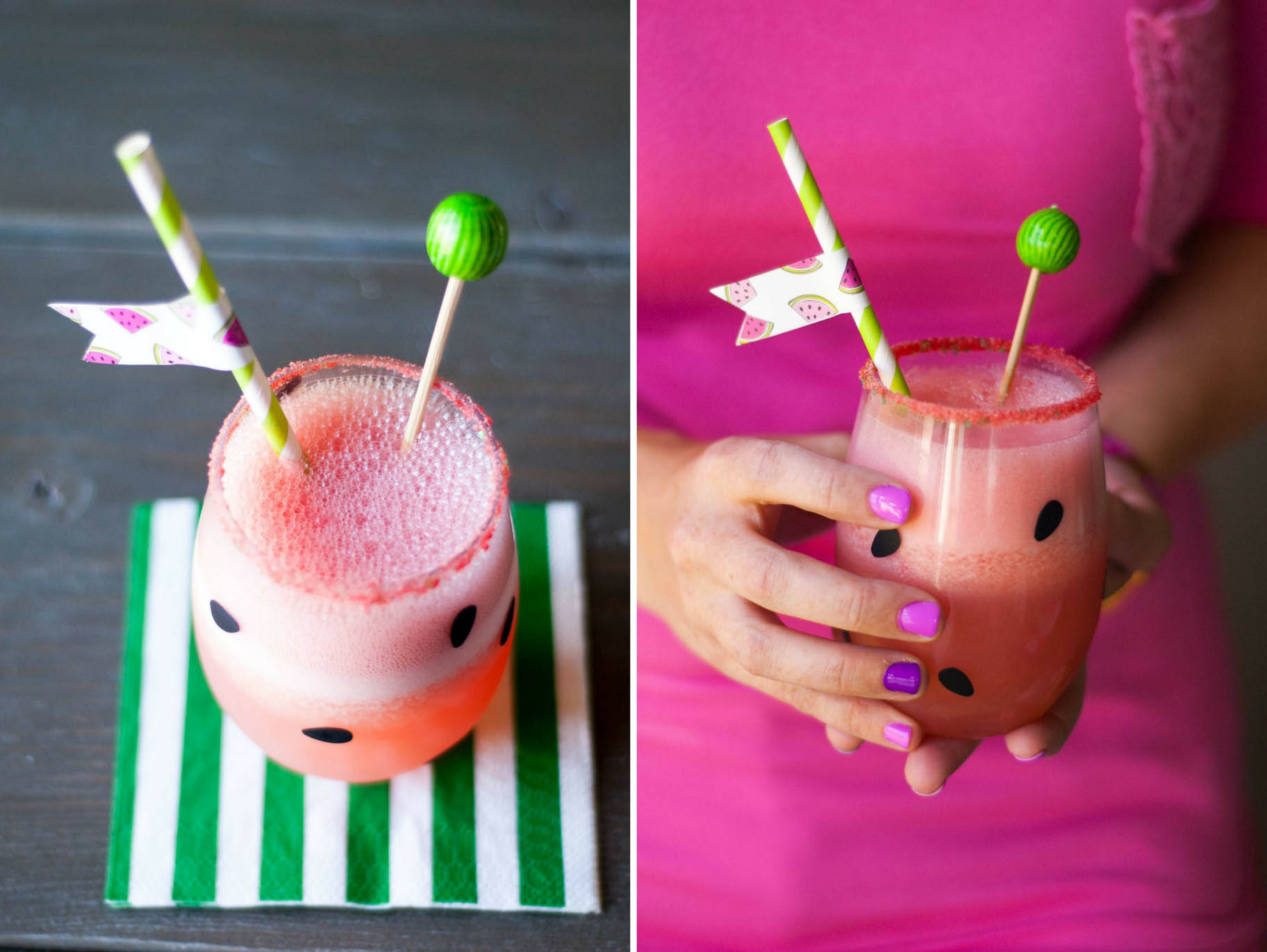 Watermelon Margarita with Gumball Stir Stick