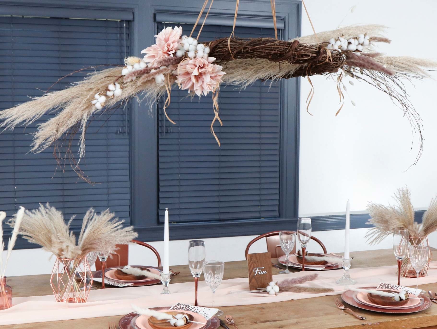 DIY Pampas Grass Chandelier