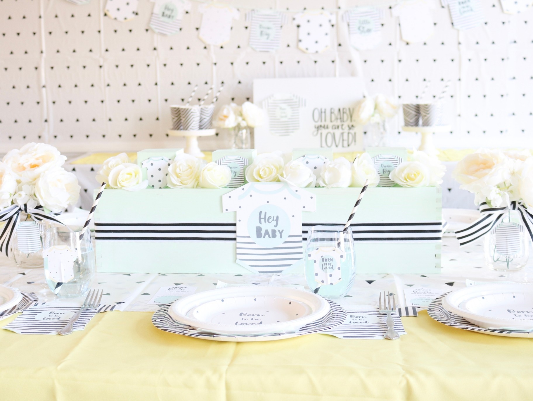 Born to be Loved DIY Baby Block Centerpiece