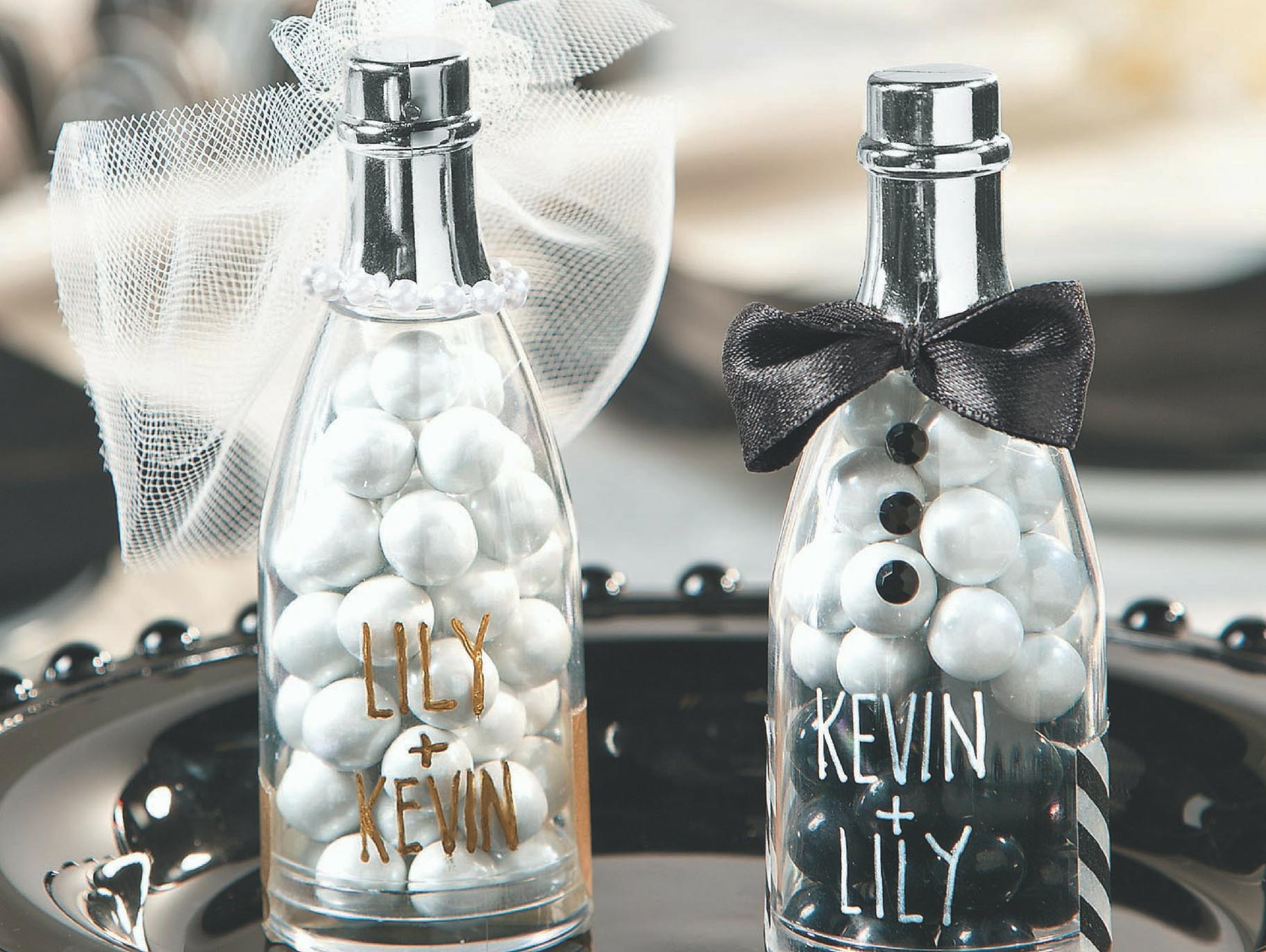 Bride and Groom Bottle Favors