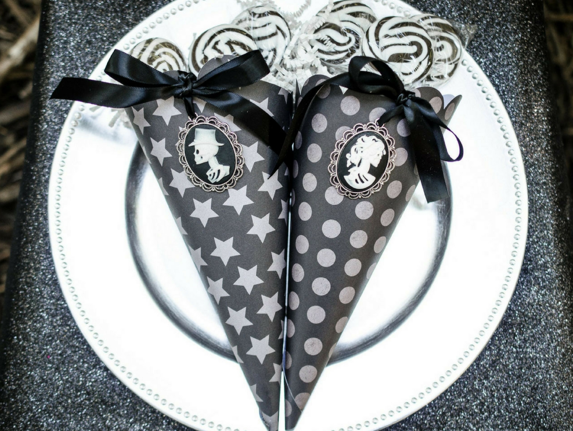 Dark and Dreamy Wedding Favor Cones