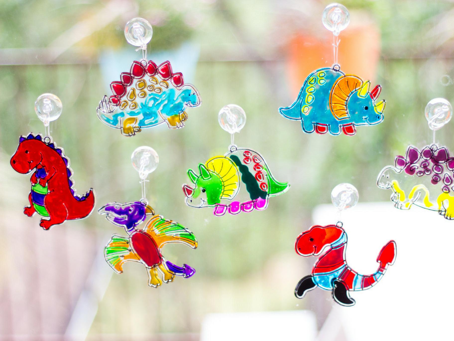 Dinosaur Suncatcher Kit for Kids, Dinosaur Window Art Craft Kit for Boys  and