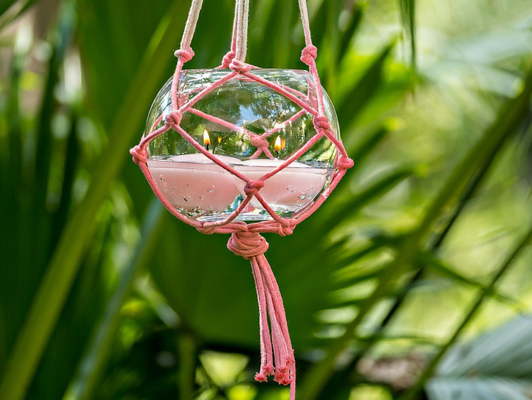 Dip-Dyed Macrame Floating Candles