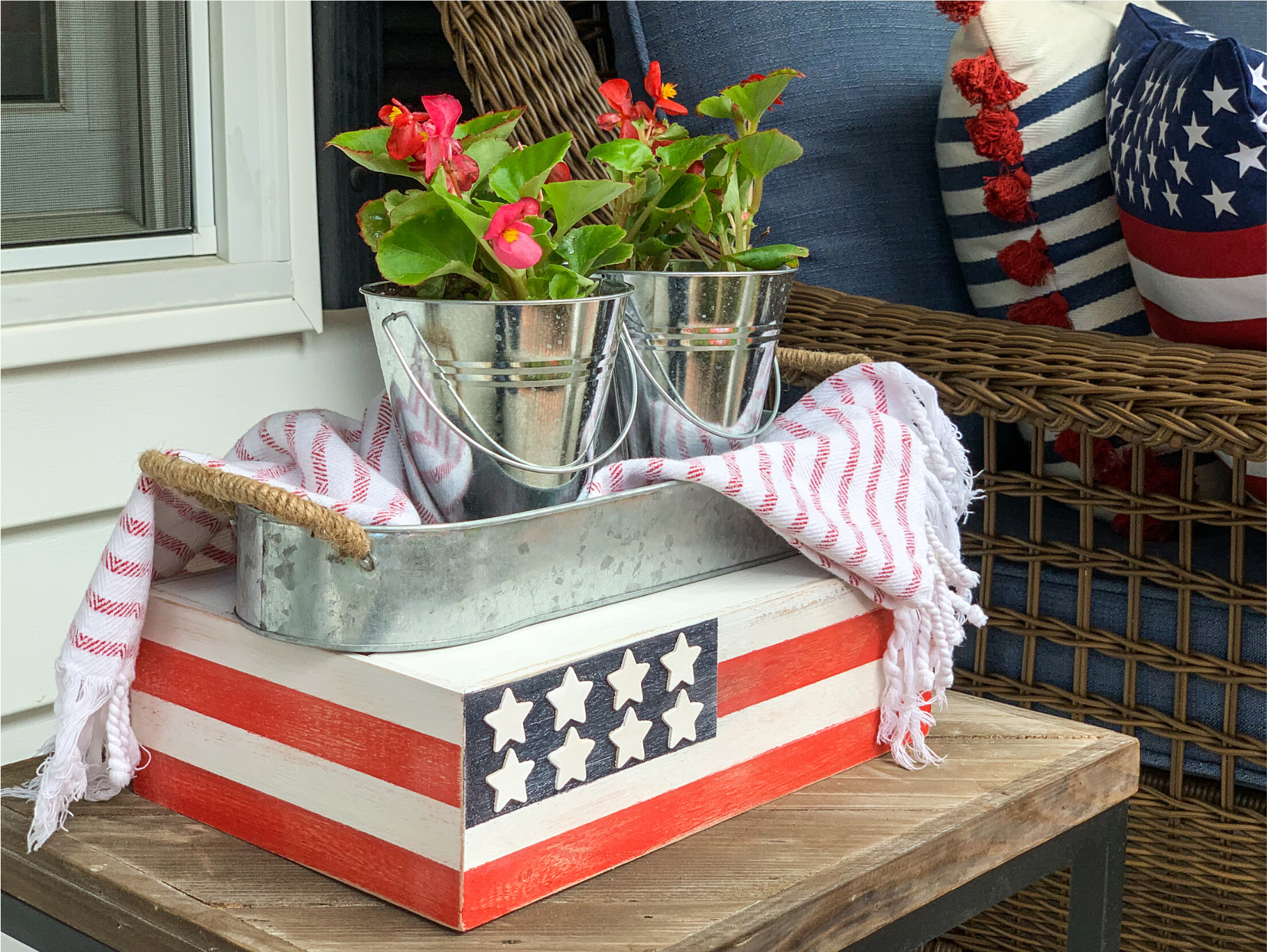 DIY Distressed American Flag Planter