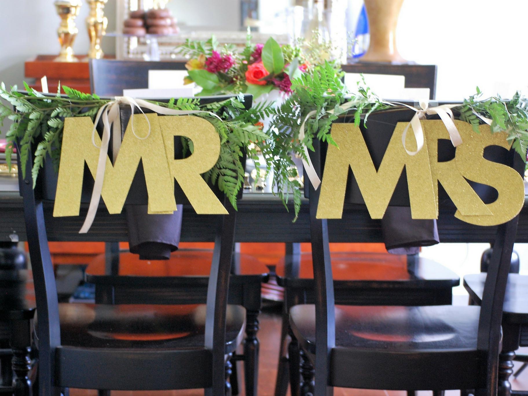 DIY Fern Mr & Mrs Chair Decor