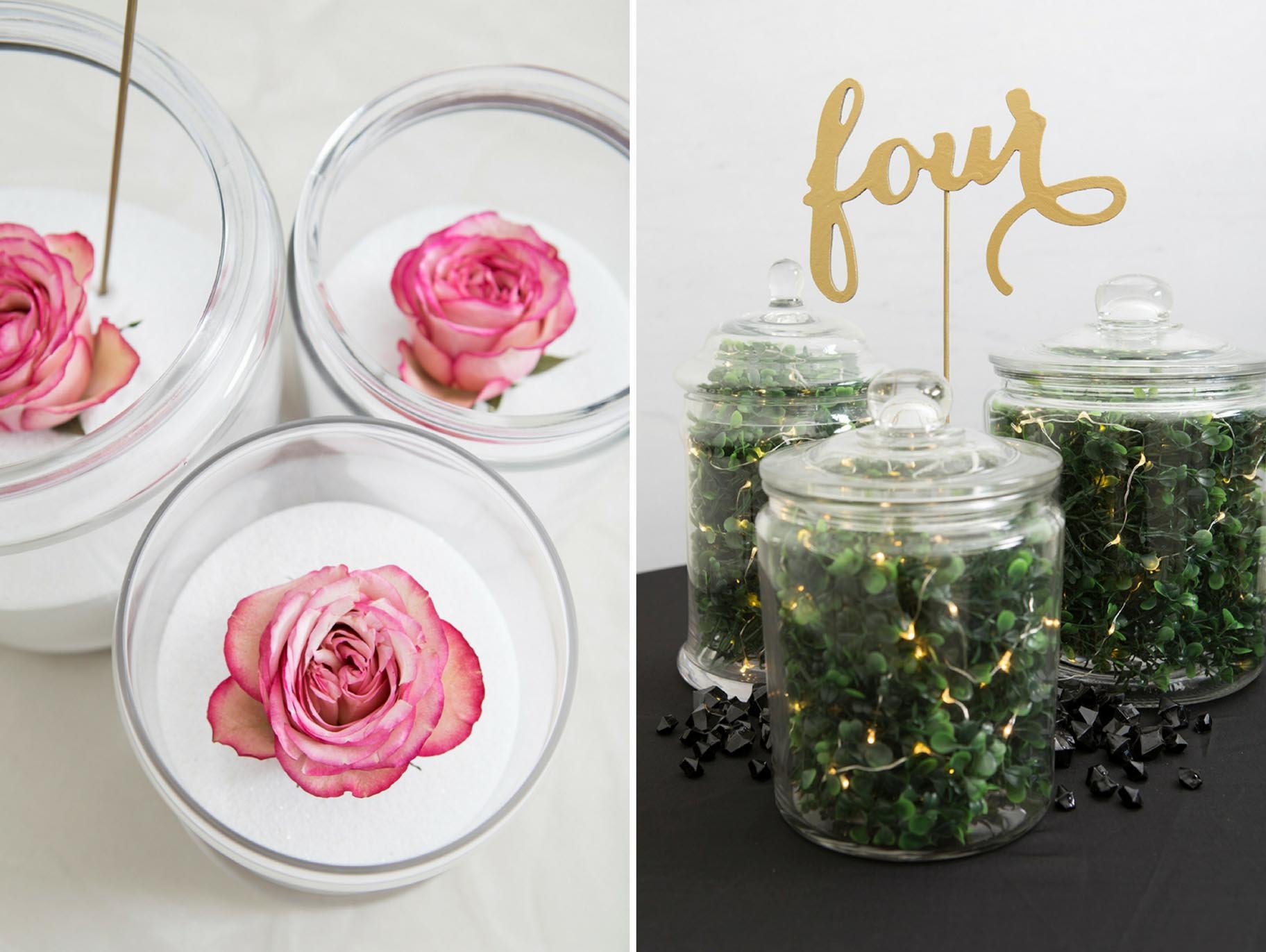 DIY Glass Jar Centerpieces, 3 Different Ways!