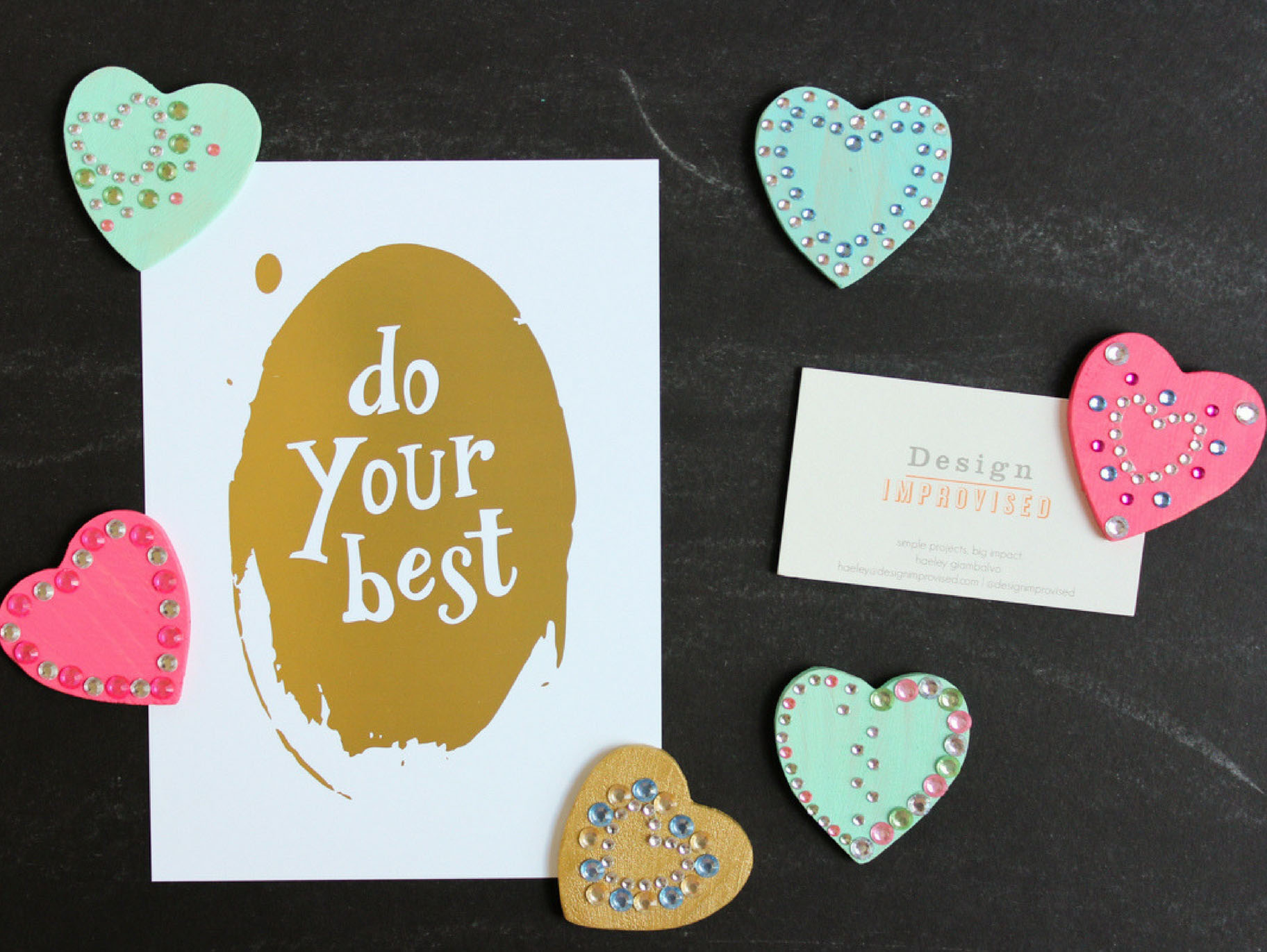 Rhinestone Heart Magnets Craft