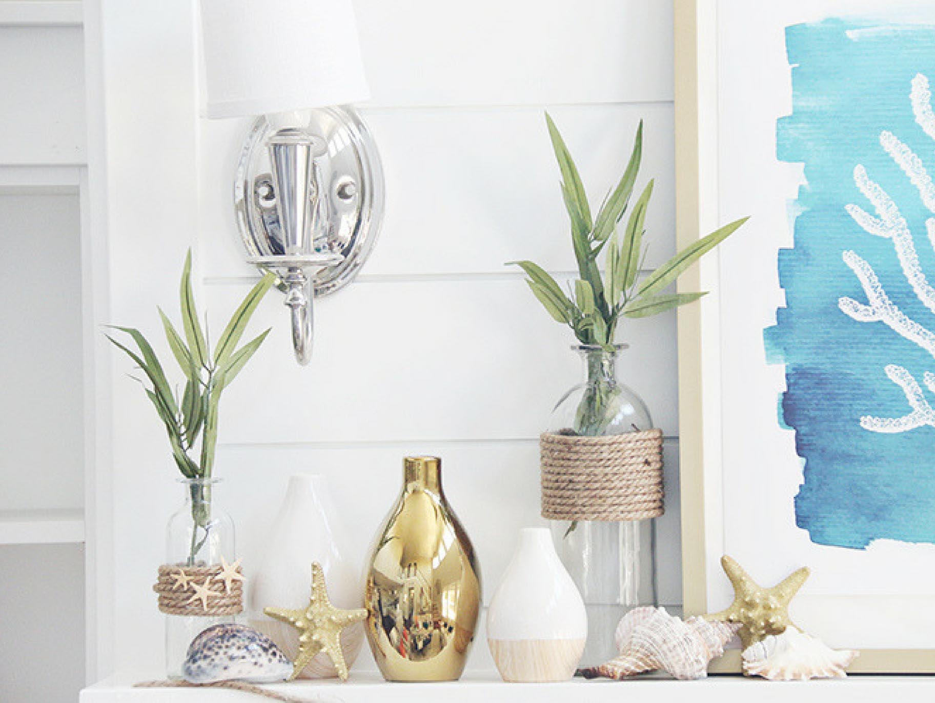 DIY Jute Wrapped Beach Bottles