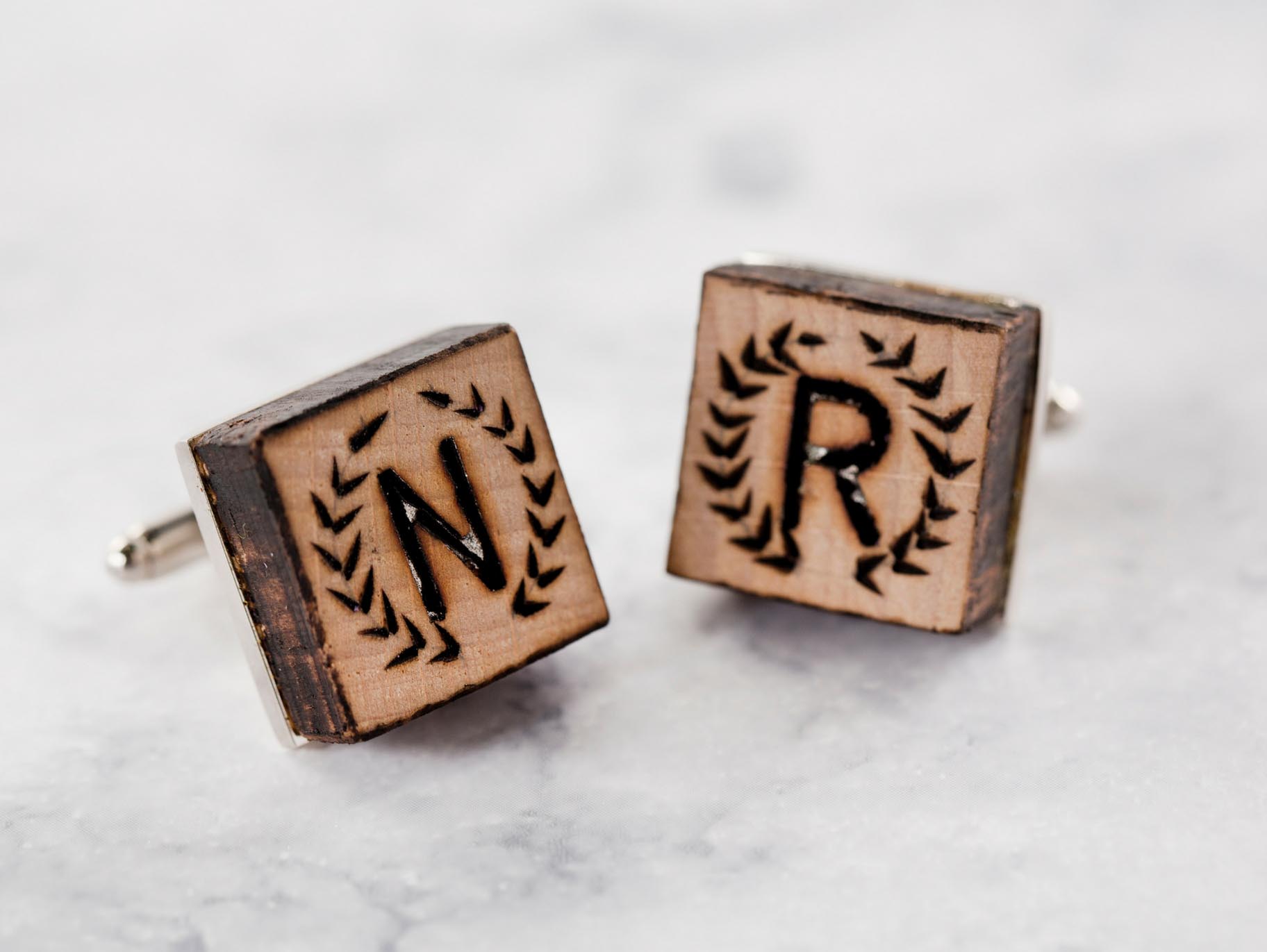 DIY Monogram Wood Cuff Links