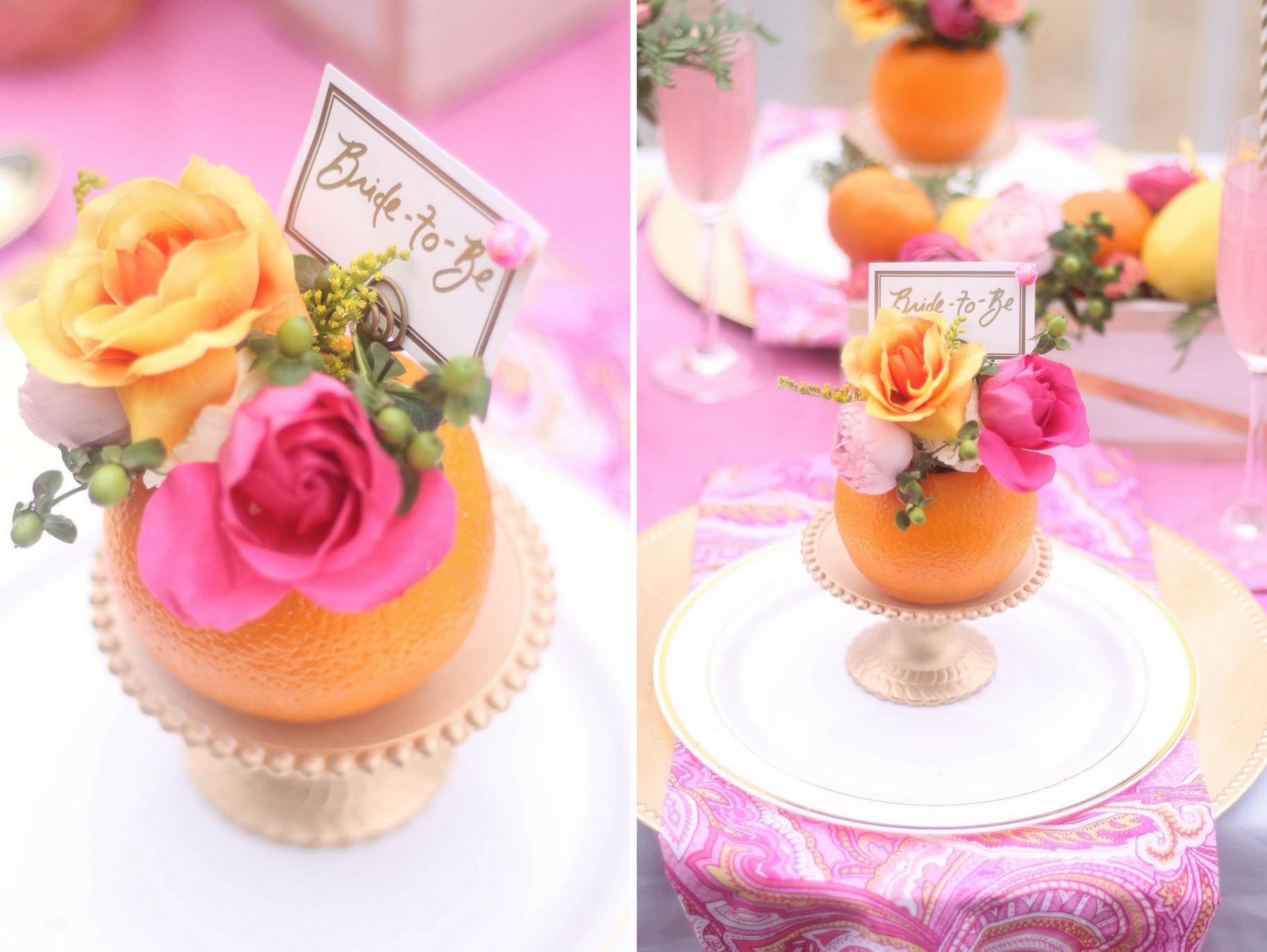 Citrus Bridal Shower DIY Orange Place Cards