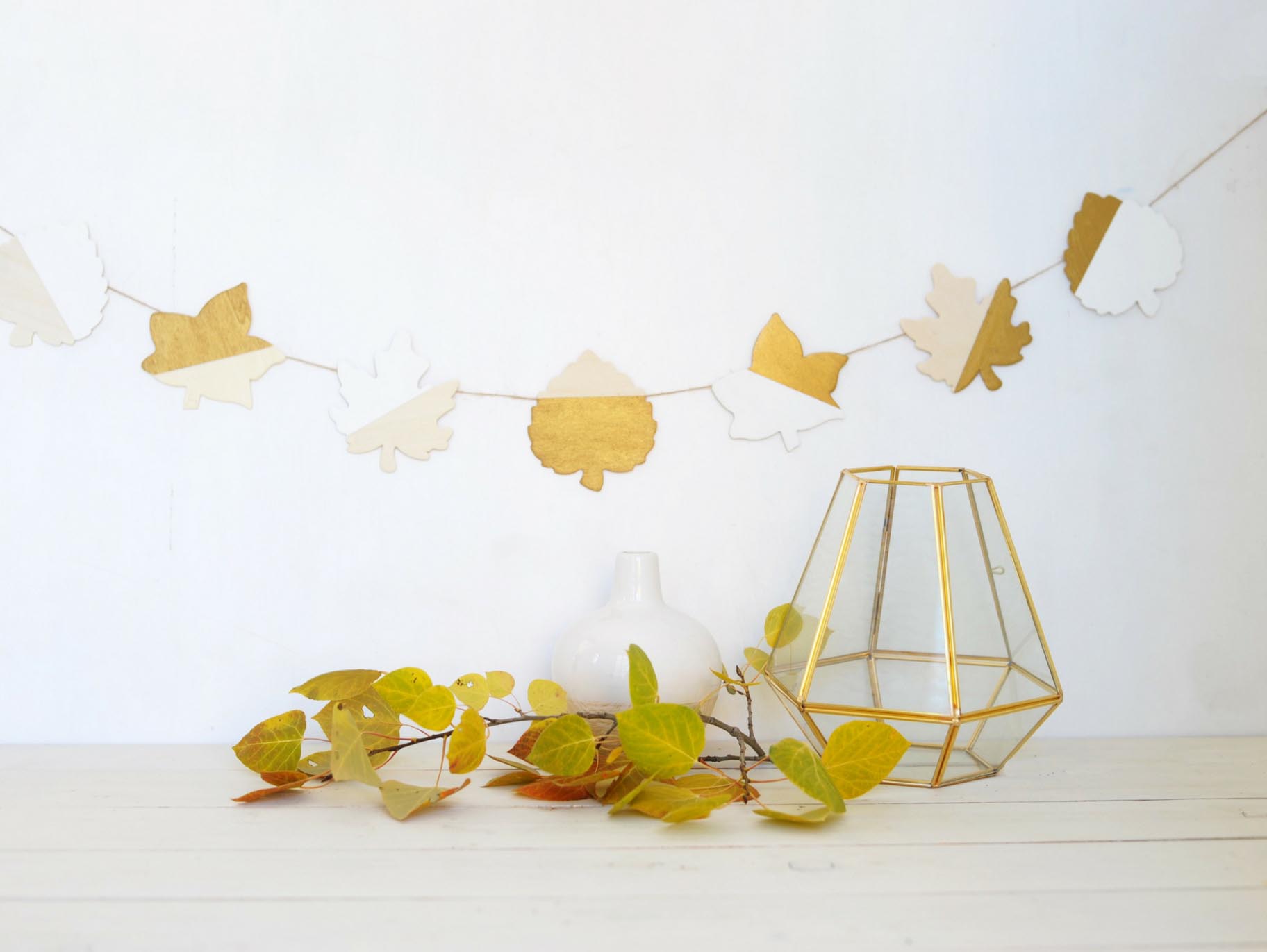 DIY Painted Wood Leaf Garland