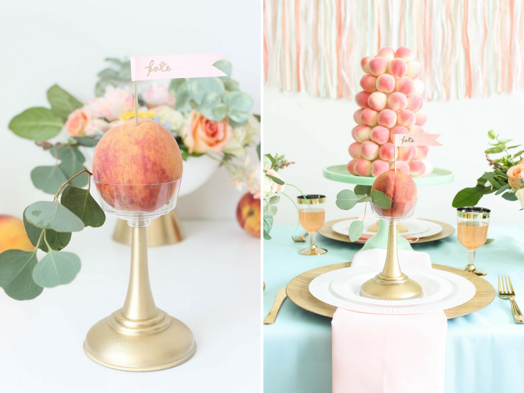 DIY Watercolor Peach Place Card