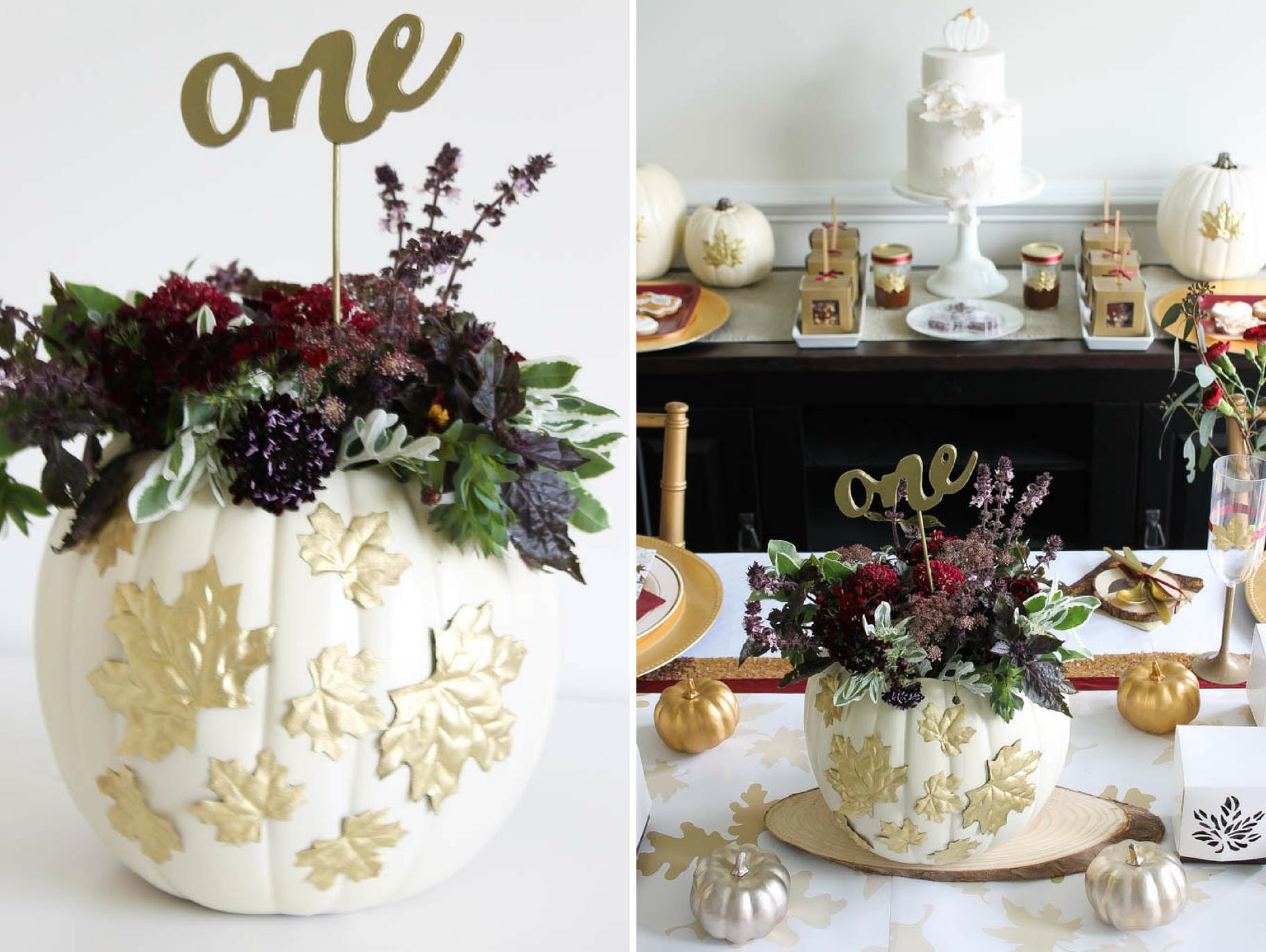 Fall Wedding DIY Pumpkin Floral Centerpiece
