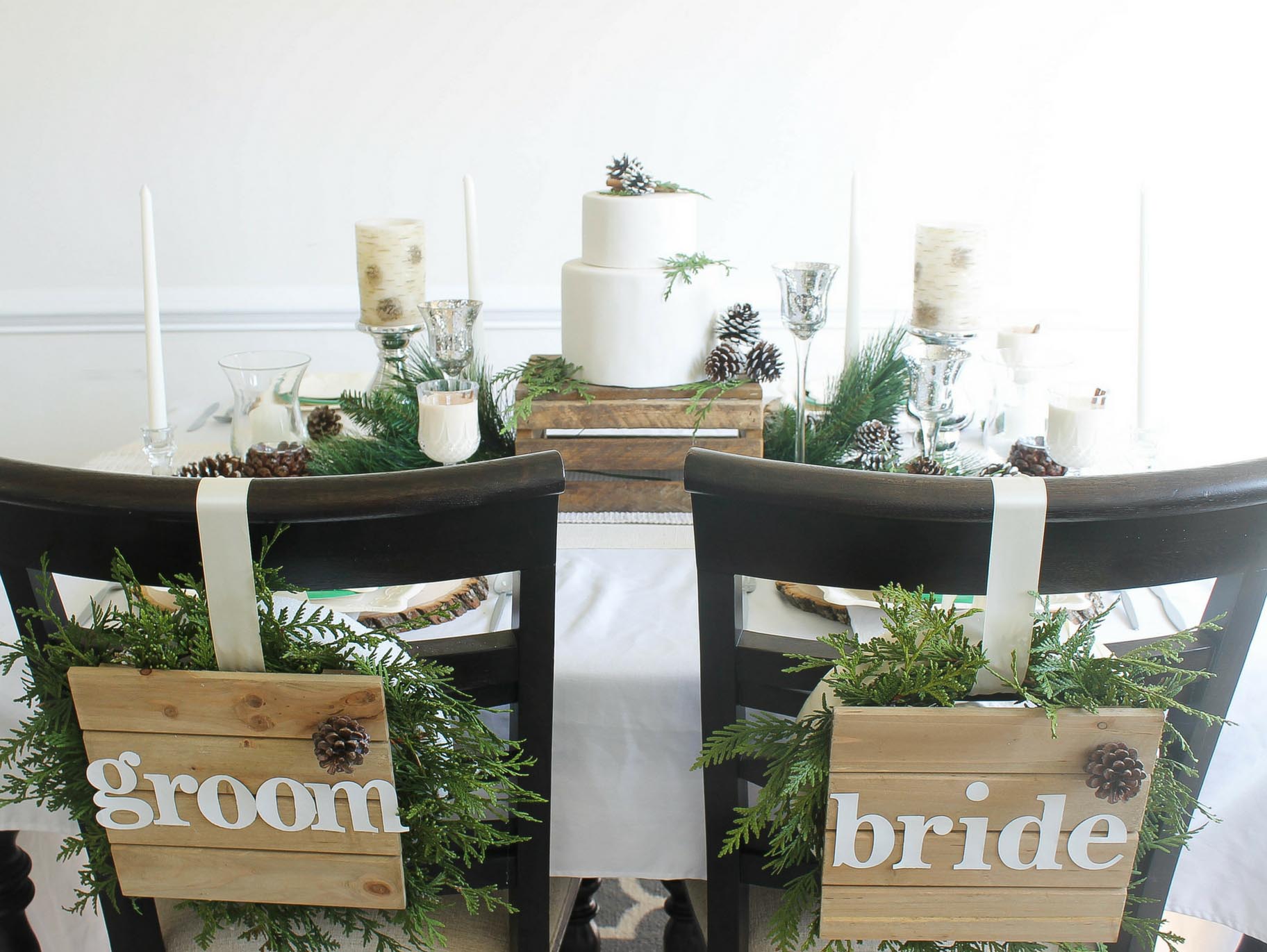 DIY Rustic Bride and Groom Chair Backer Wreaths