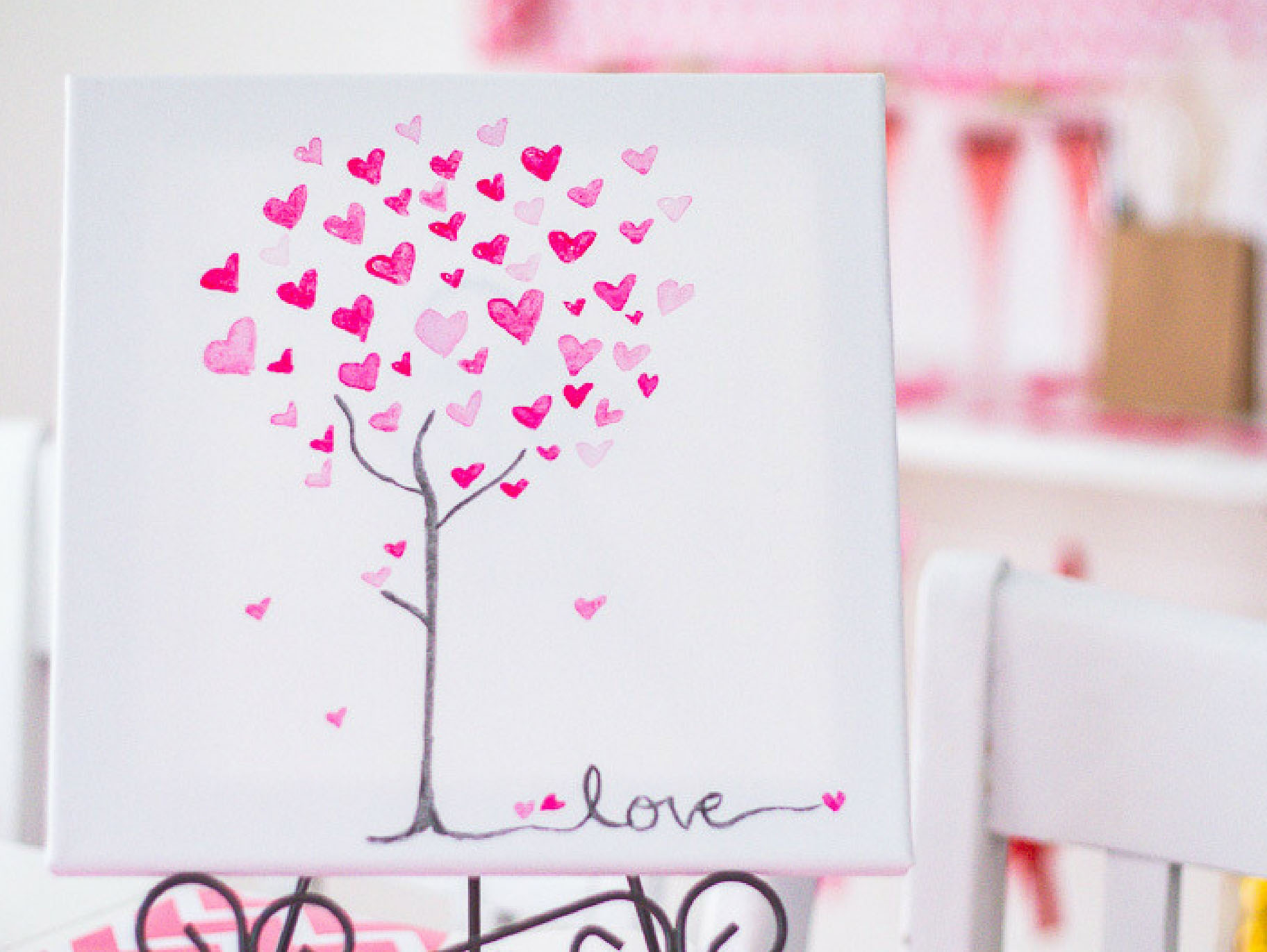 DIY Watercolor Heart Tree