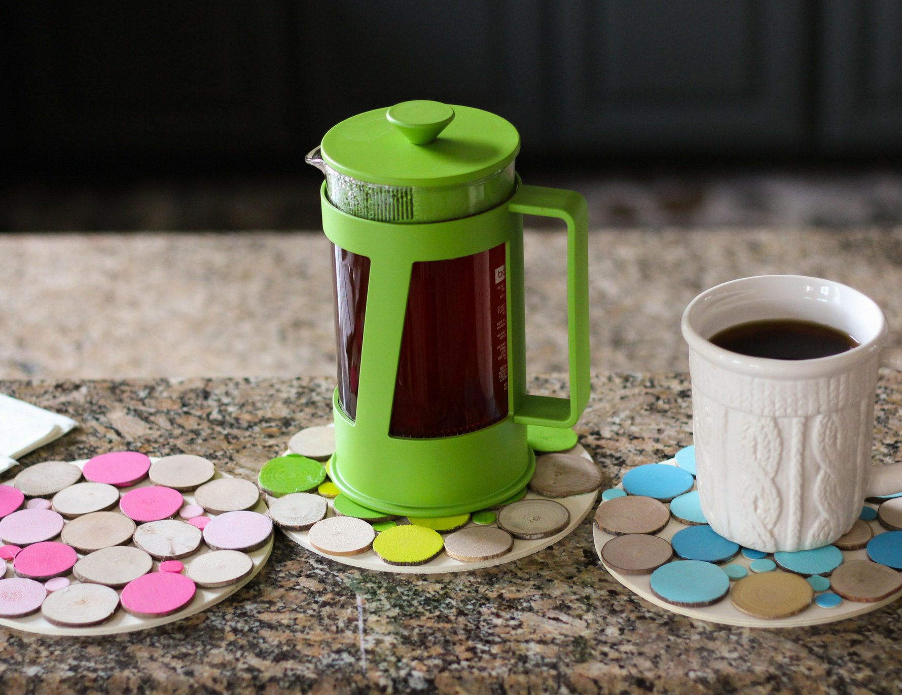 Winter Wood Slice Trivet