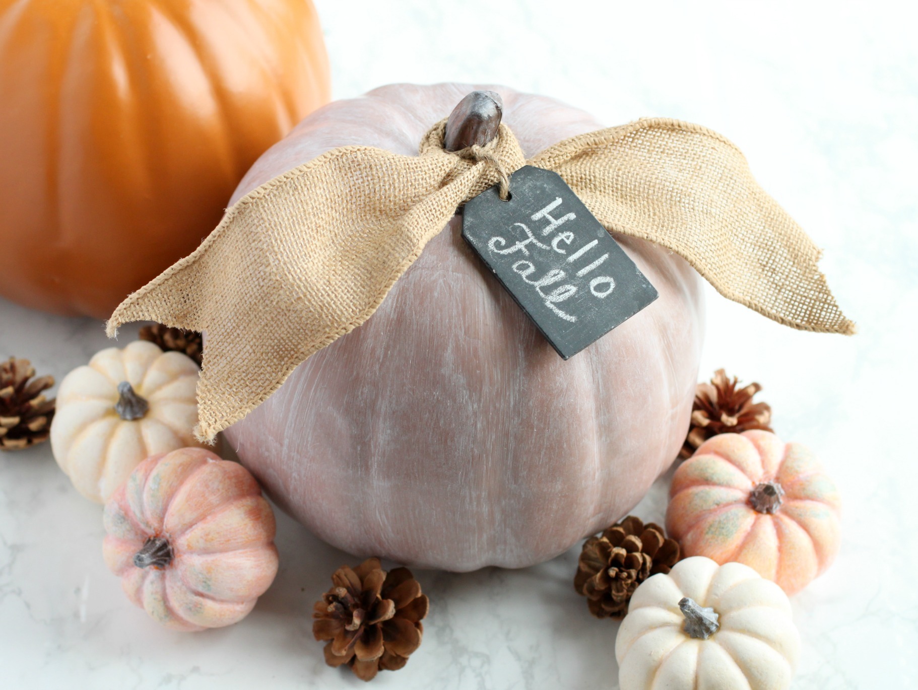DIY White Washed Farmhouse Pumpkin