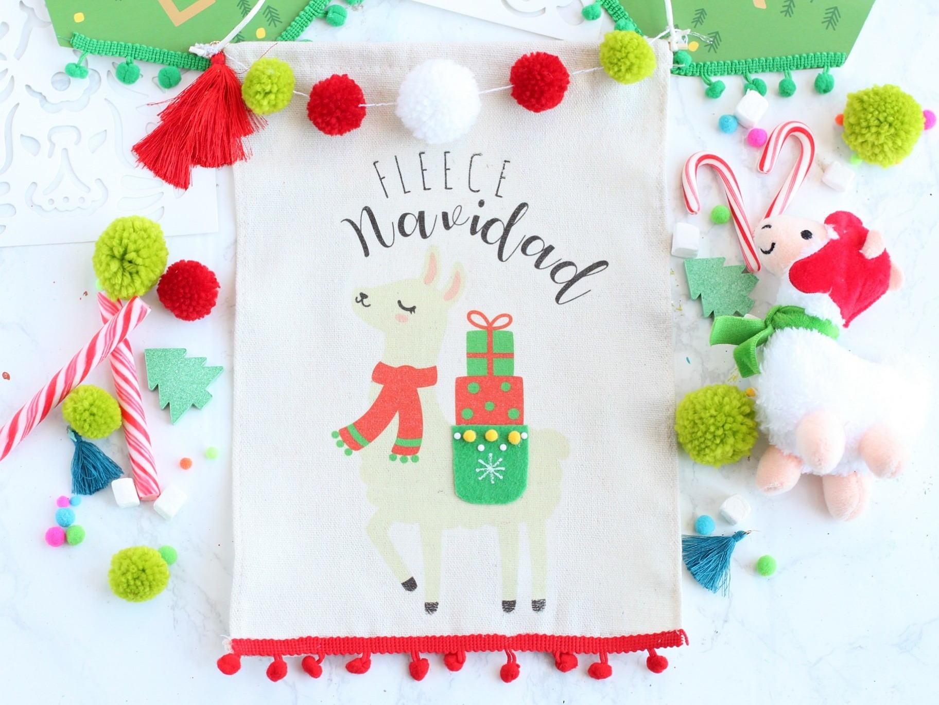 Holiday Llama Hanging Banner