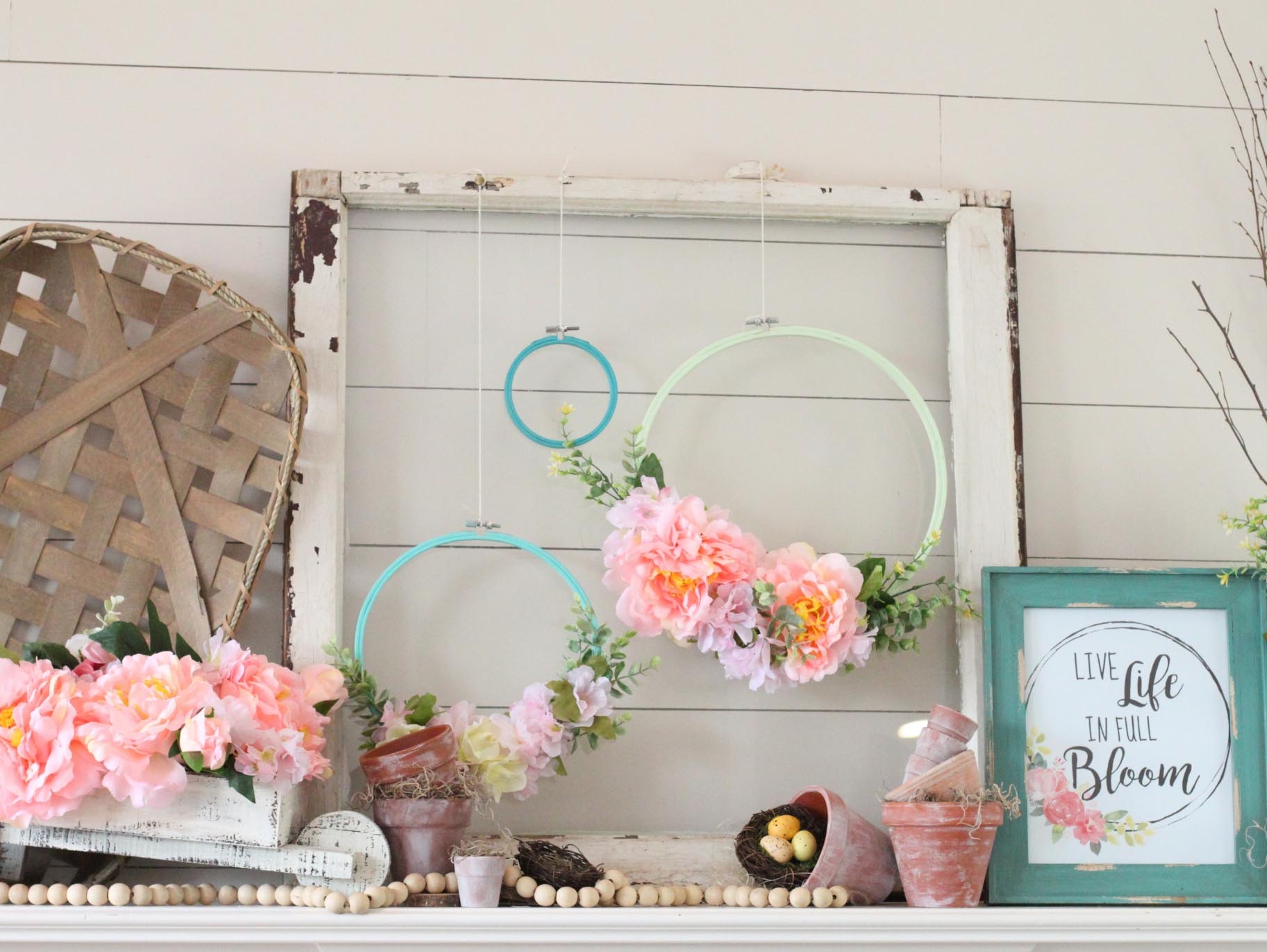 Floral DIY Embroidery Hoop Wreaths