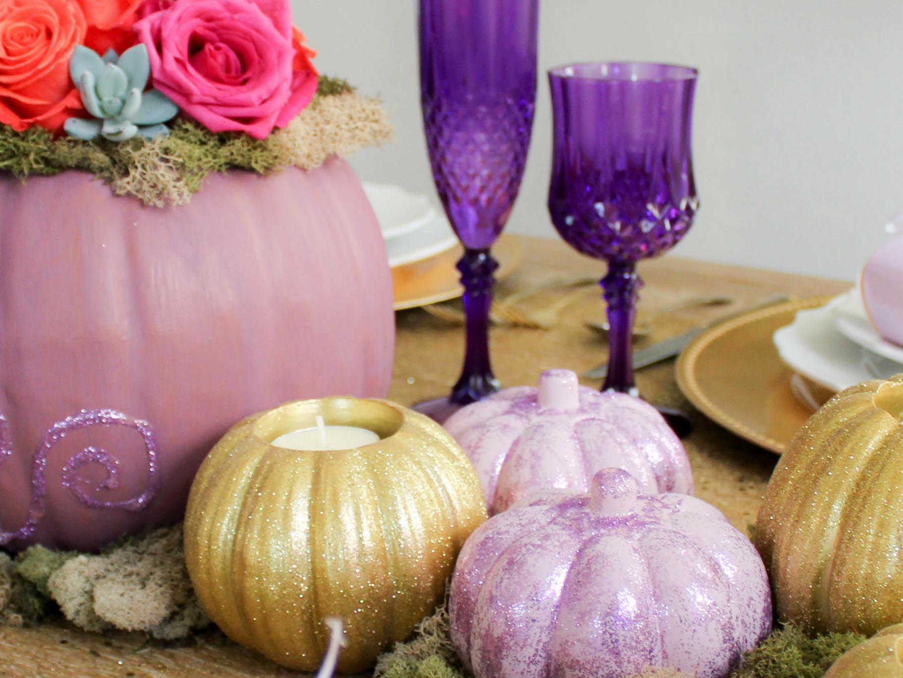 Glittered Ceramic Pumpkin Table Accents