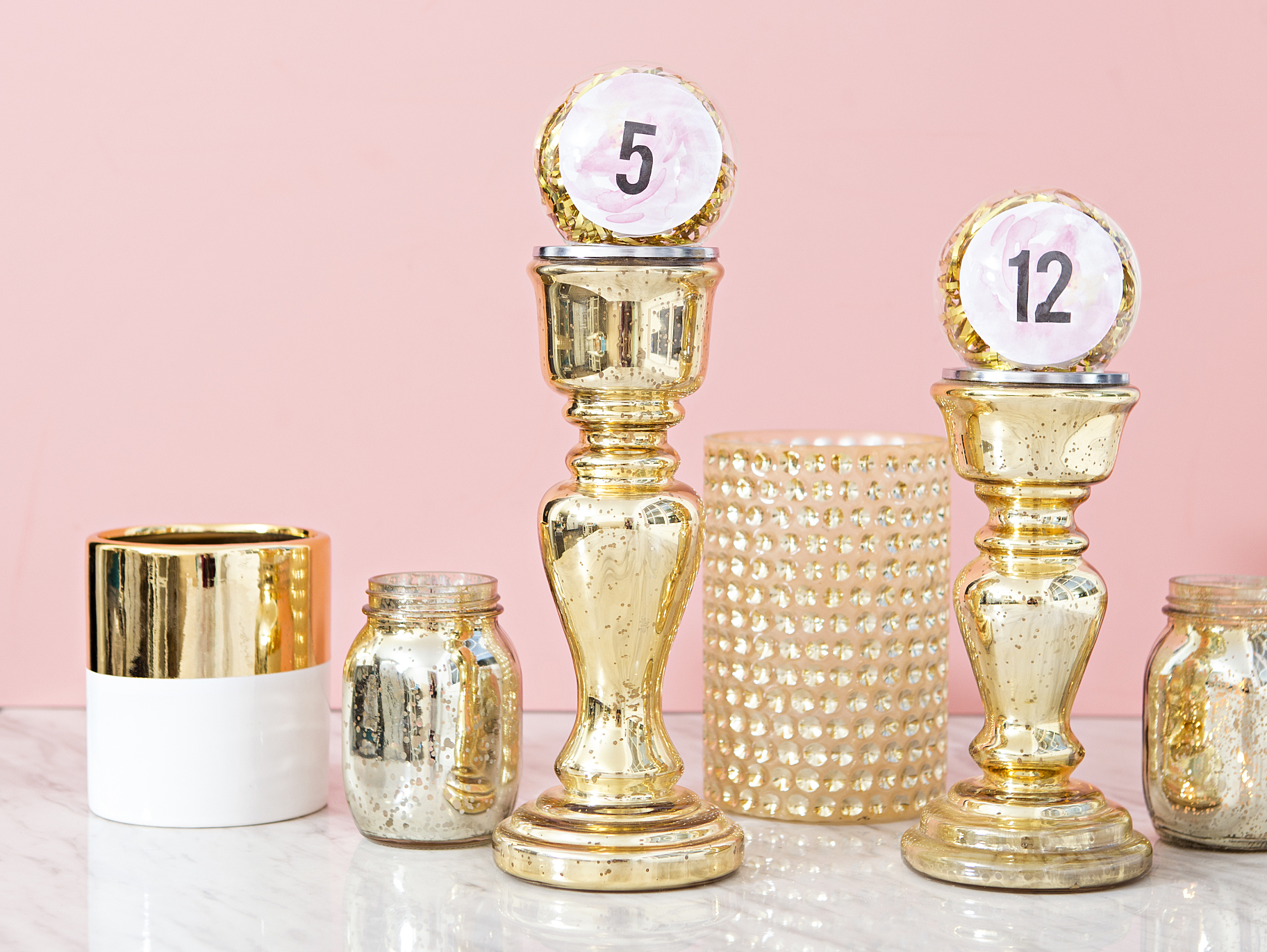 DIY Glass Ball Table Numbers