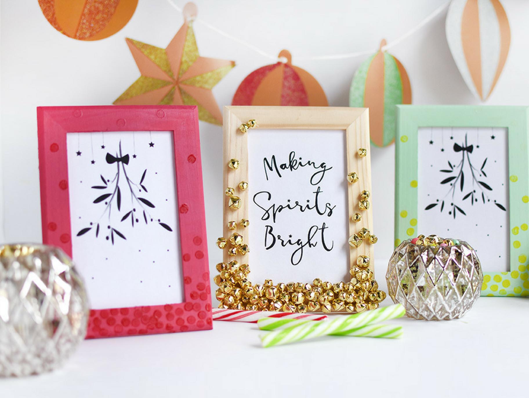DIY Holiday Jingle Bell Frames