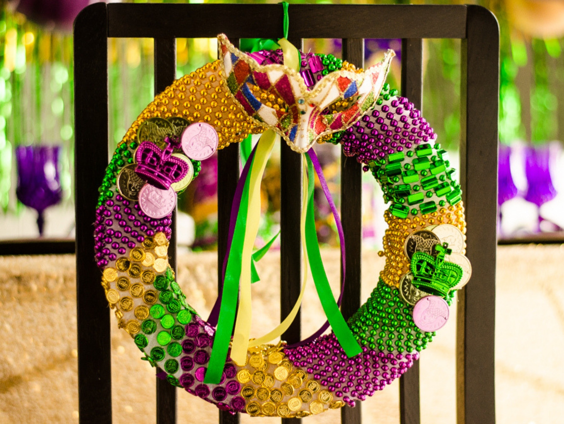 DIY Mardi Gras Chair Backers