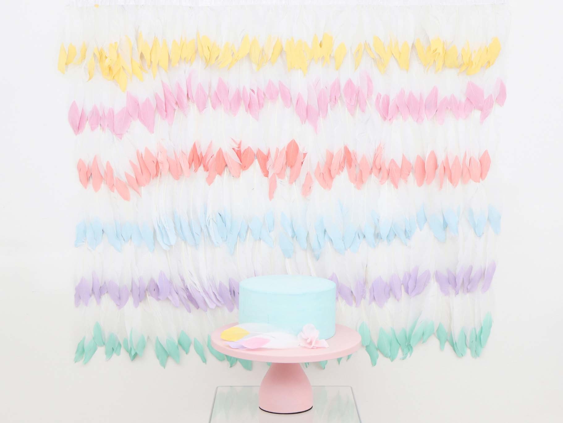 DIY Pastel Dipped Feather Backdrop