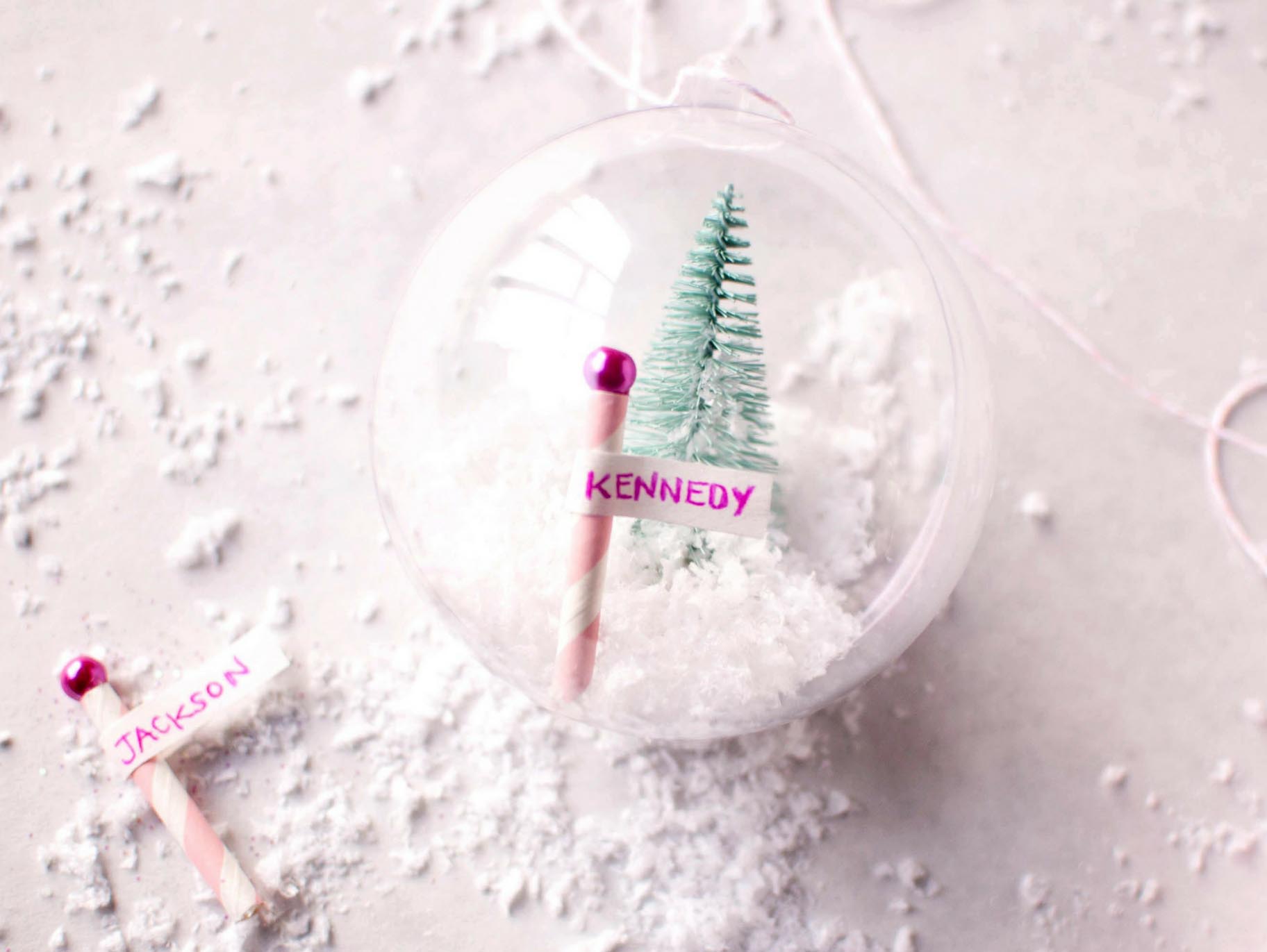 North Pole Inspired Ornament Place Cards