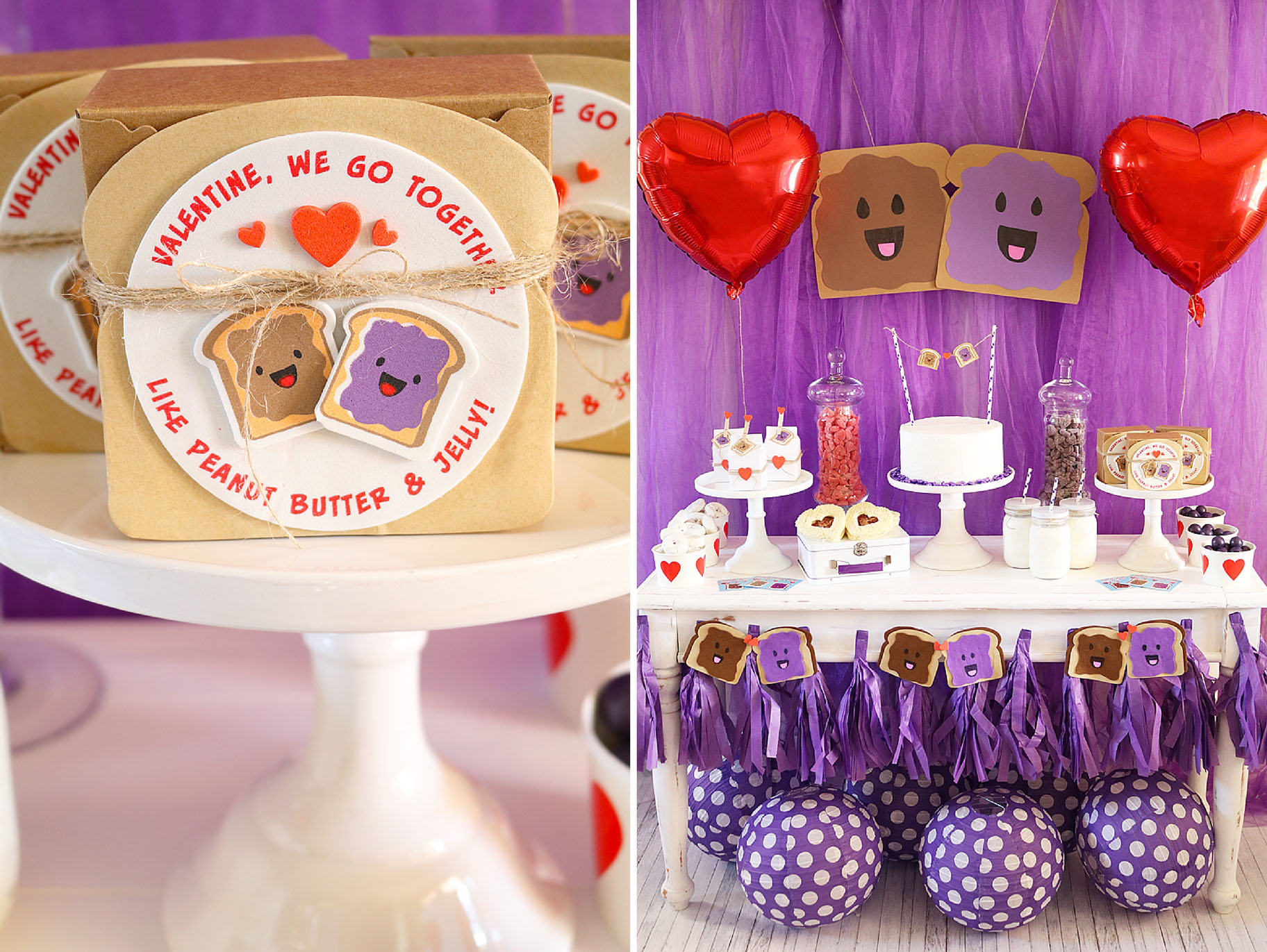 PB & J Valentine's Day Party Favor Boxes + Tags