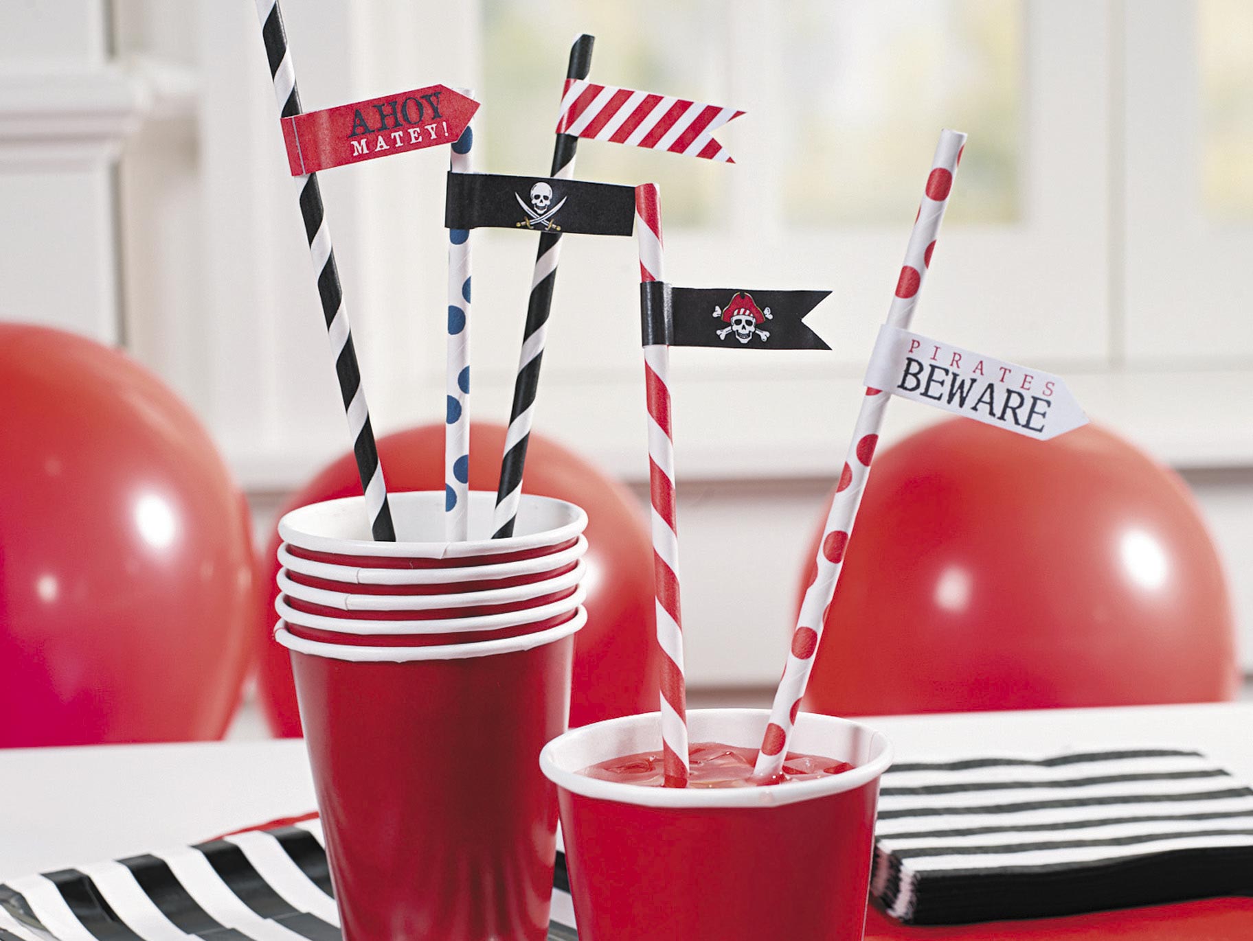 Pirate Party Straws with Free Printable