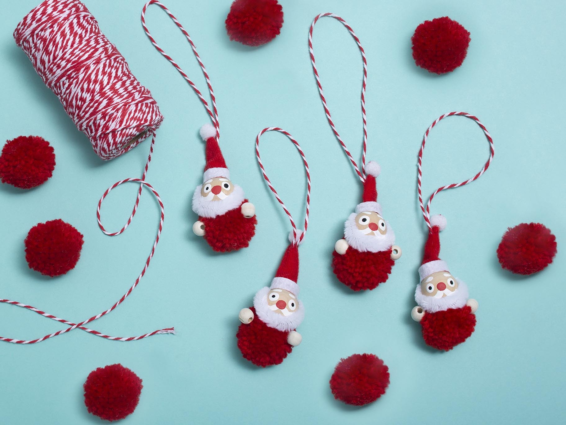 Pom-Pom Santa Ornament Idea