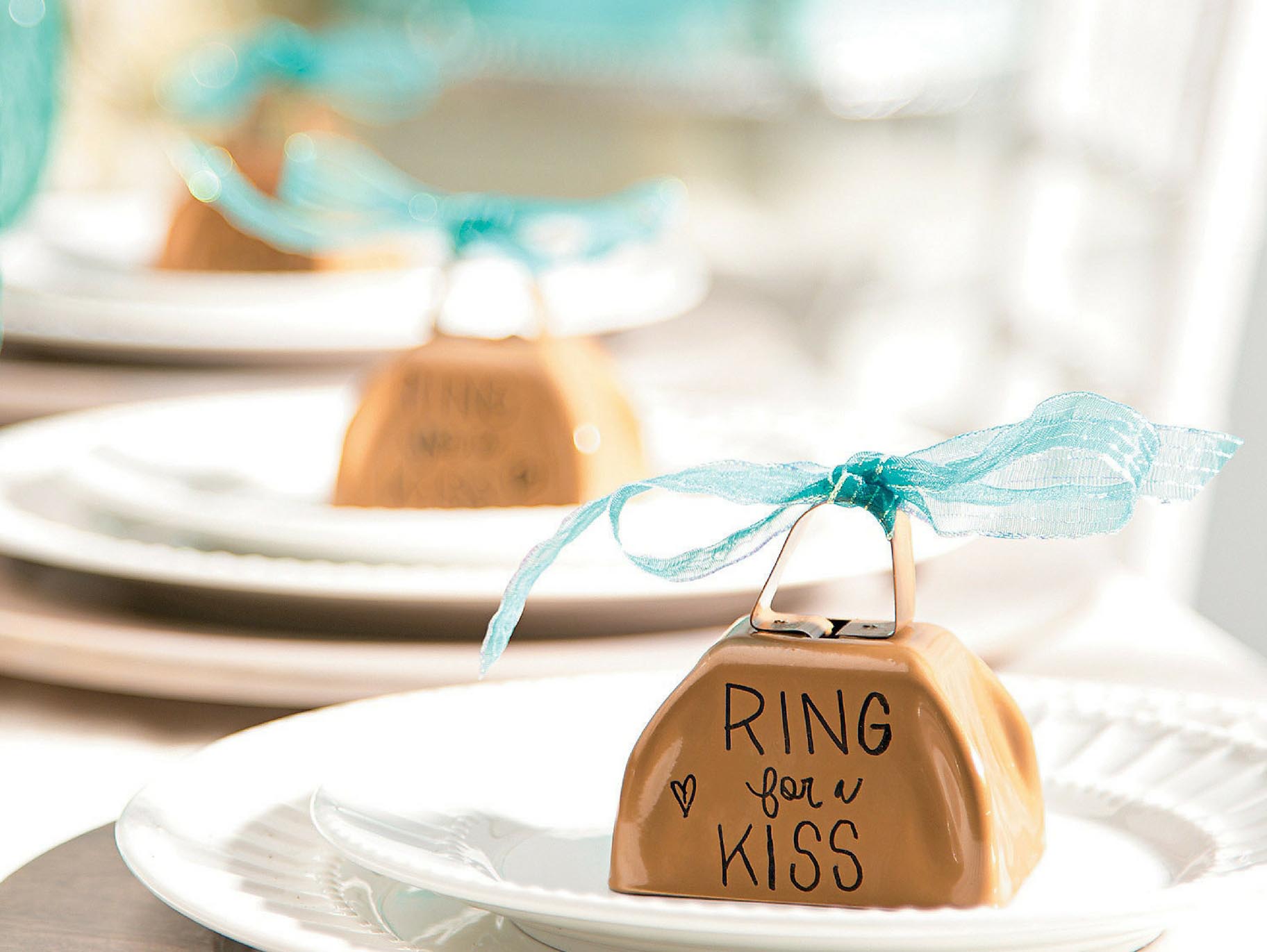 Ring for a Kiss- Kissing Bell- Cowbell Barn Wedding Decoration-  Country Wedding  Reception Table Decor Centerpiece- Rustic Farmhouse