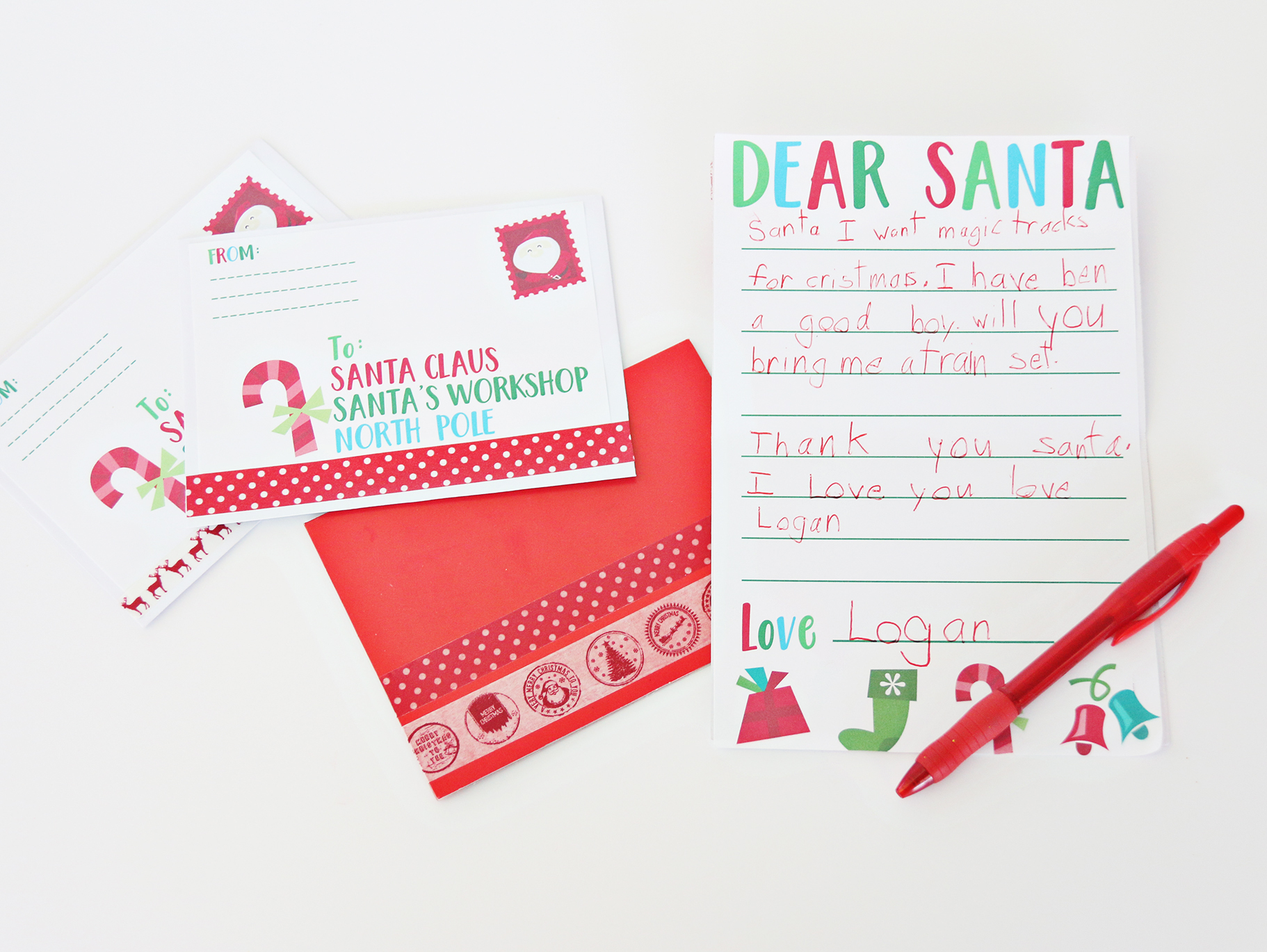 Envelopes Santa Stop Here Abeec Letter to Santa – Farther Christmas Writing Set Includes Dear Santa Letter Door Hanger Sticker Sheet & Stationery Supplies – Christmas Eve Box
