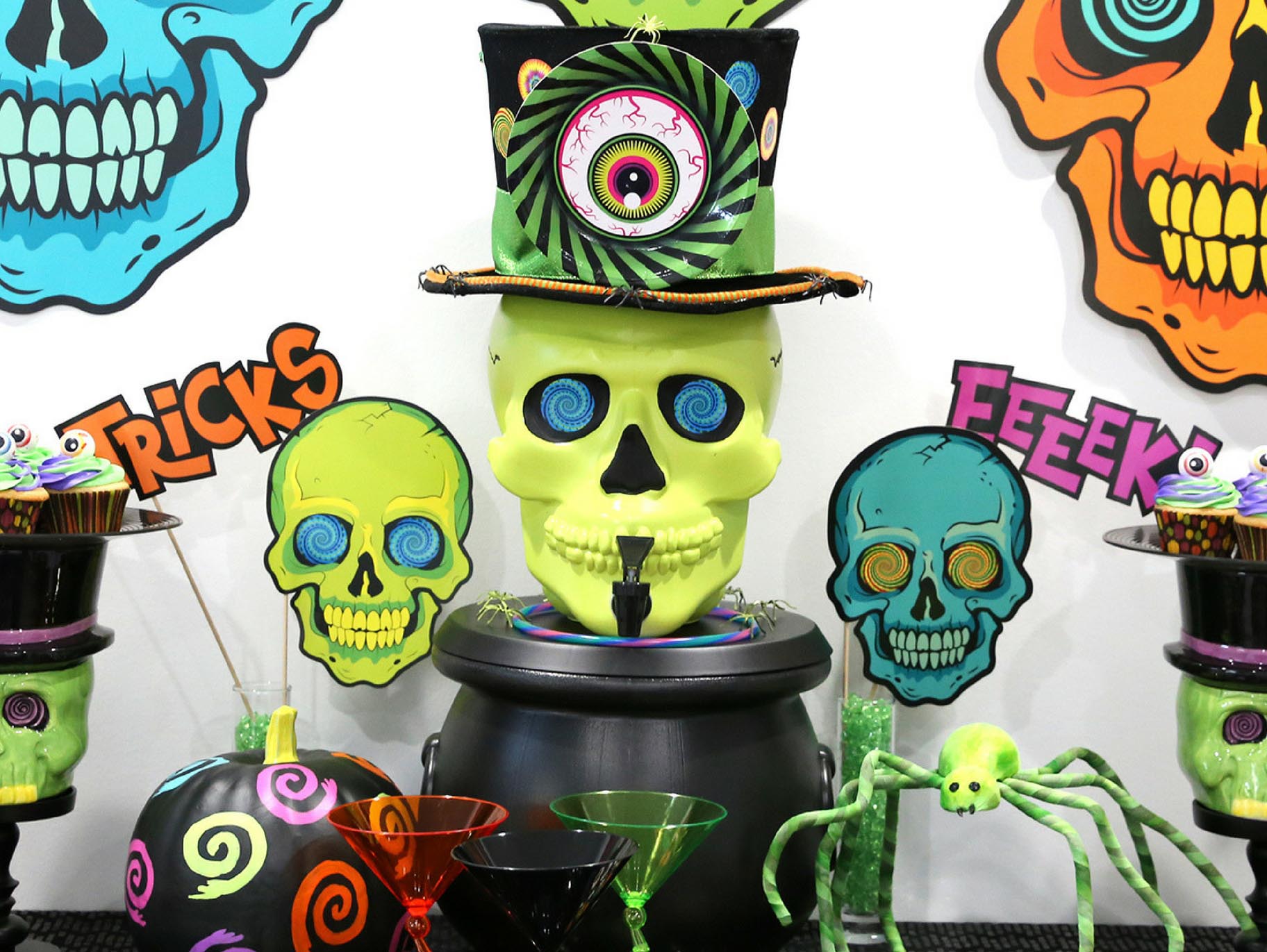 Spookadelic Ceramic Skull Candy Bowl Halloween Decorations 