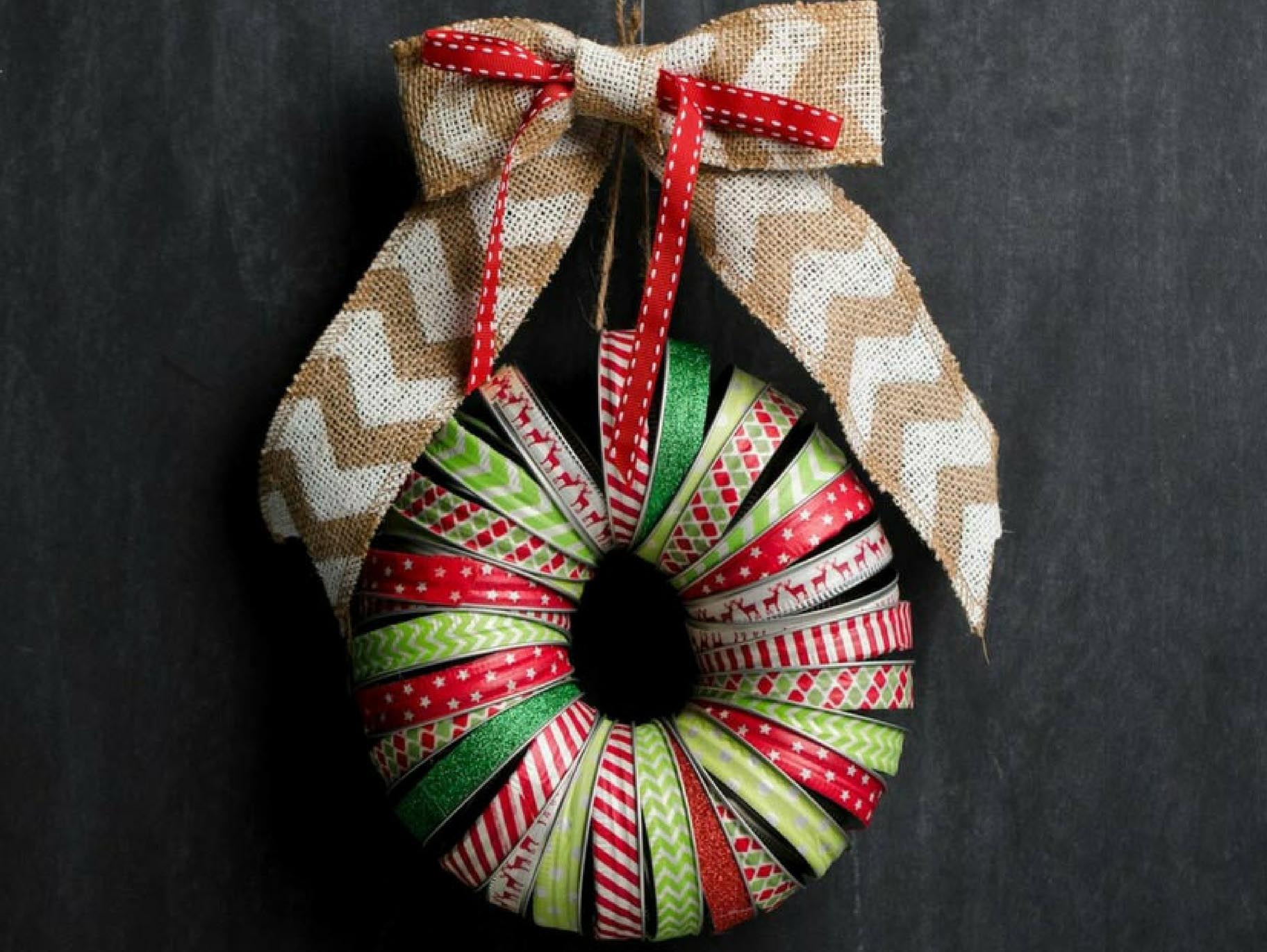 Washi Tape Mason Jar Lid Wreath