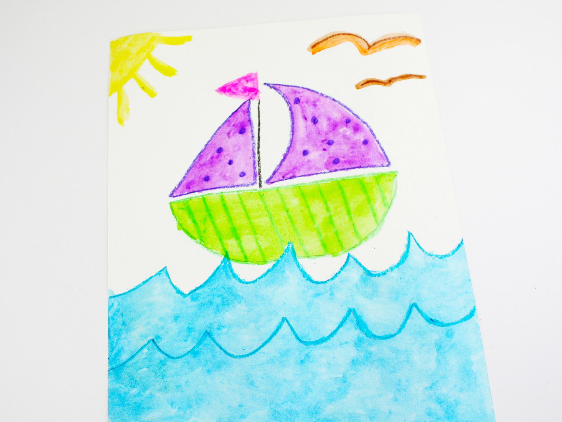 Watercolor Crayon Art for Kids