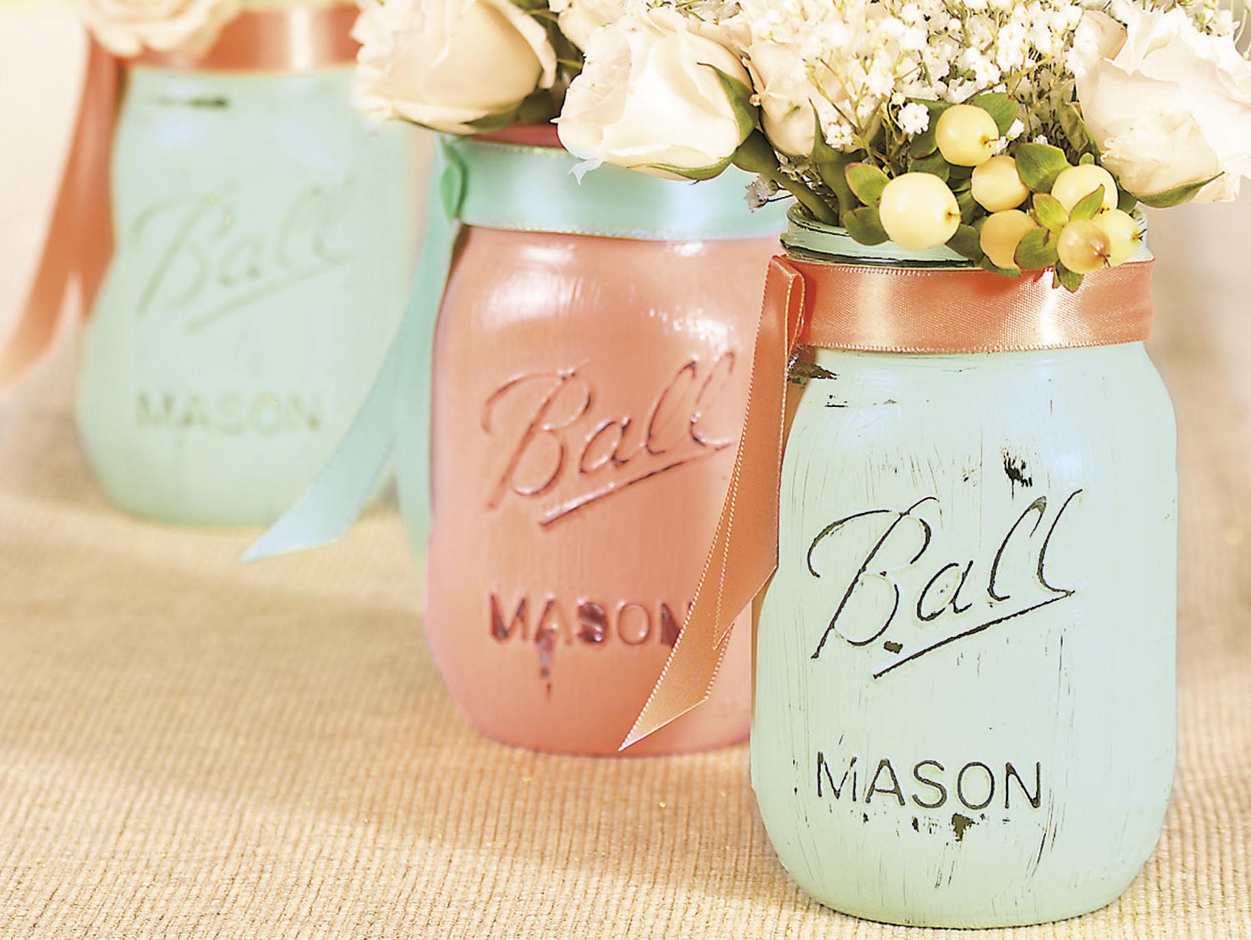 DIY Painted Wedding Mason Jars