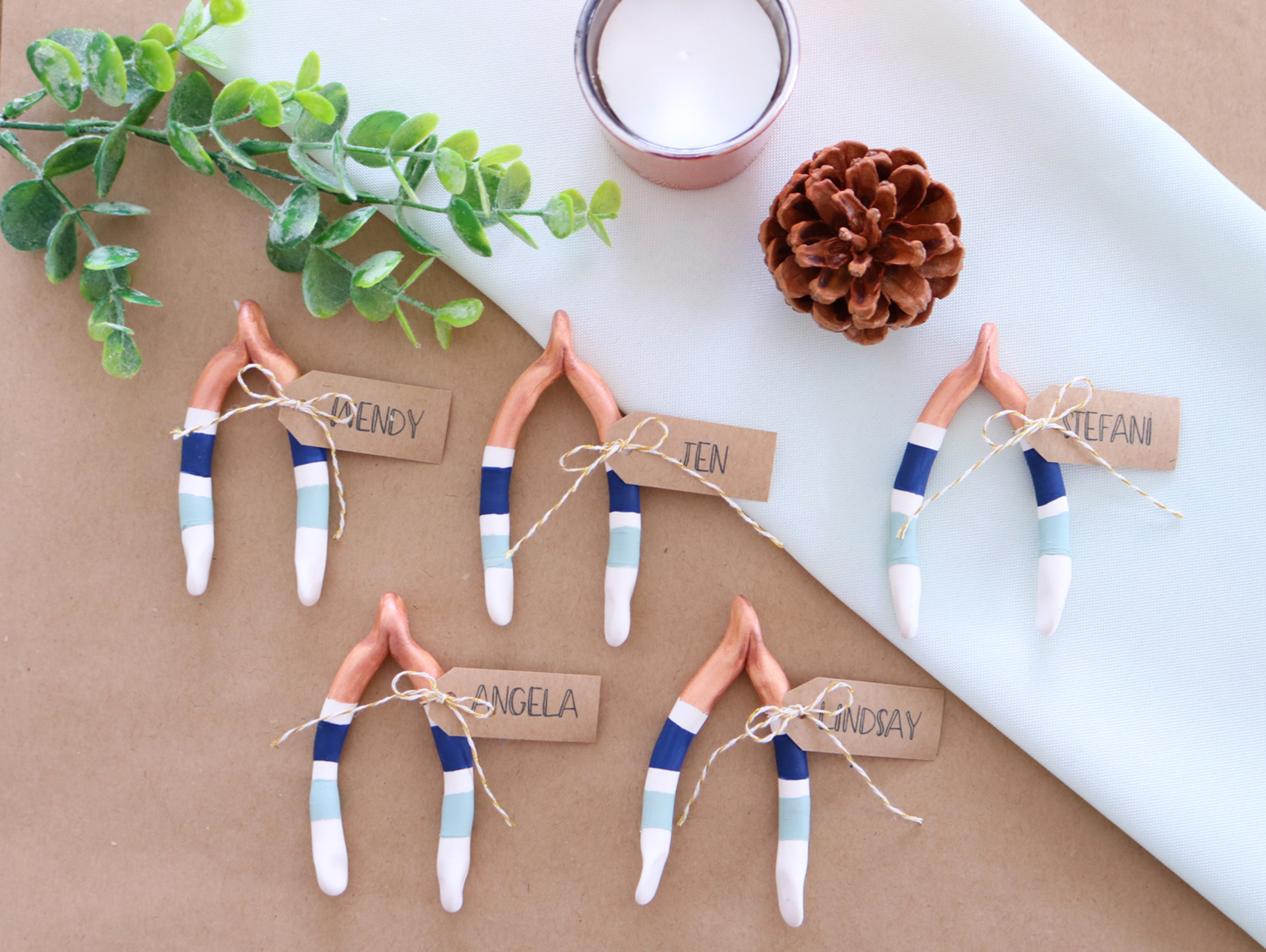 DIY Clay Wishbone Place Cards