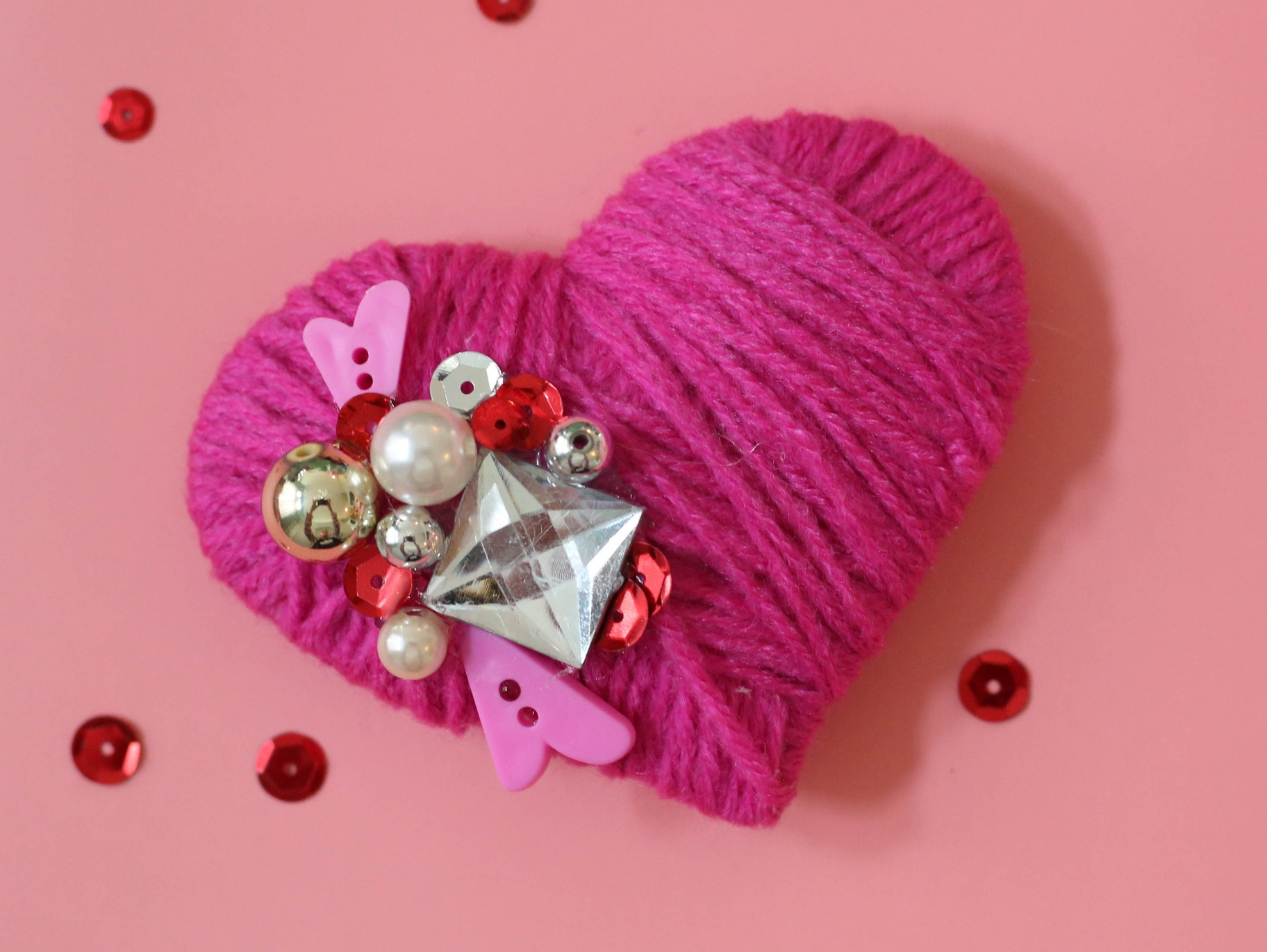 Yarn Hearts Valentine's Day Craft