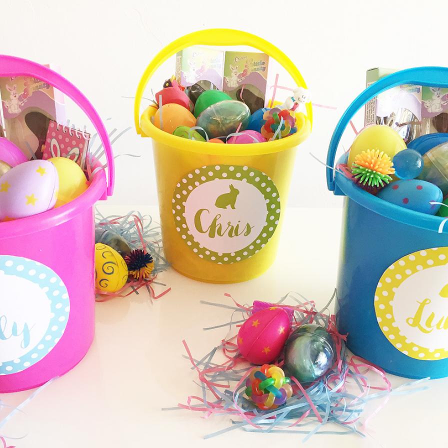 Colorful Easter Buckets & Name Labels