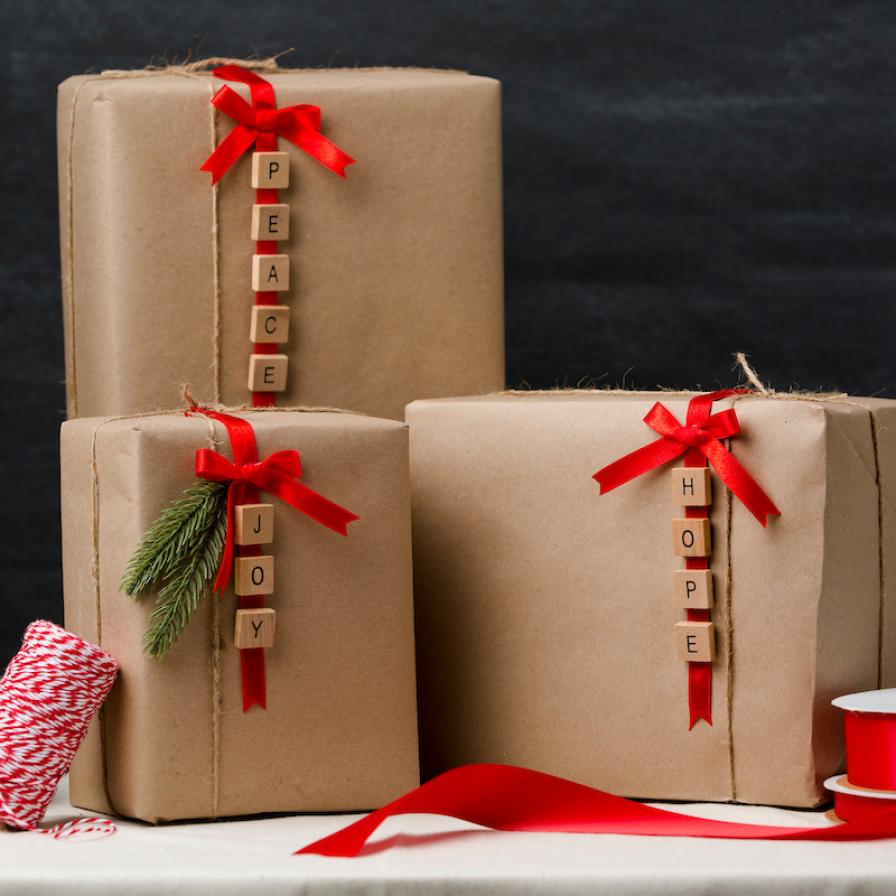 Alphabet Tile Ornament Gift Wrap Idea