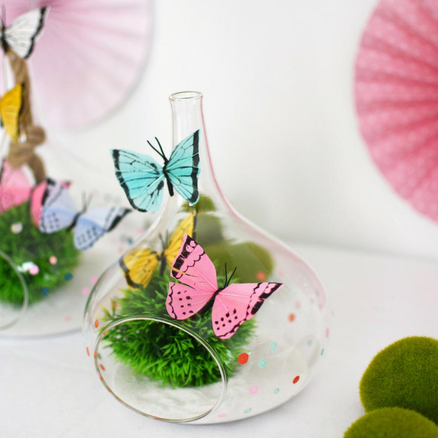 Colorful DIY Butterfly Terrariums