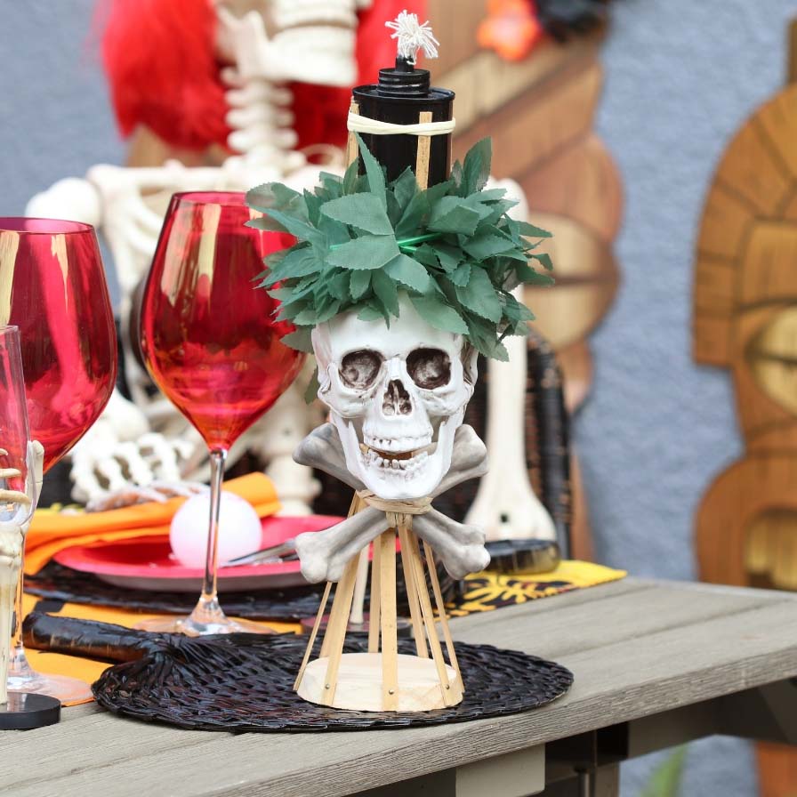 DIY Halloween Skull Tiki Torches | Fun365