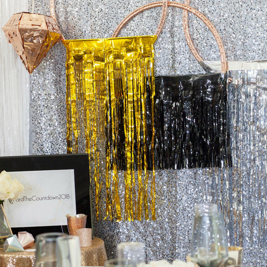 DIY Metallic Fringe Photo Booth for a New Year's Eve Wedding