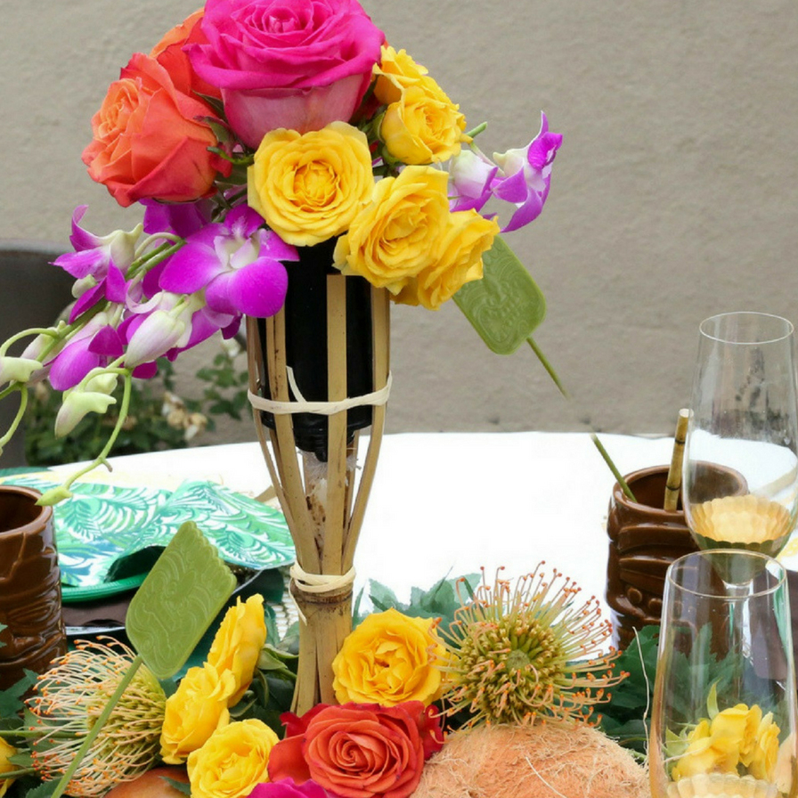 Tiki Torch Floral Wedding Centerpiece   Fun