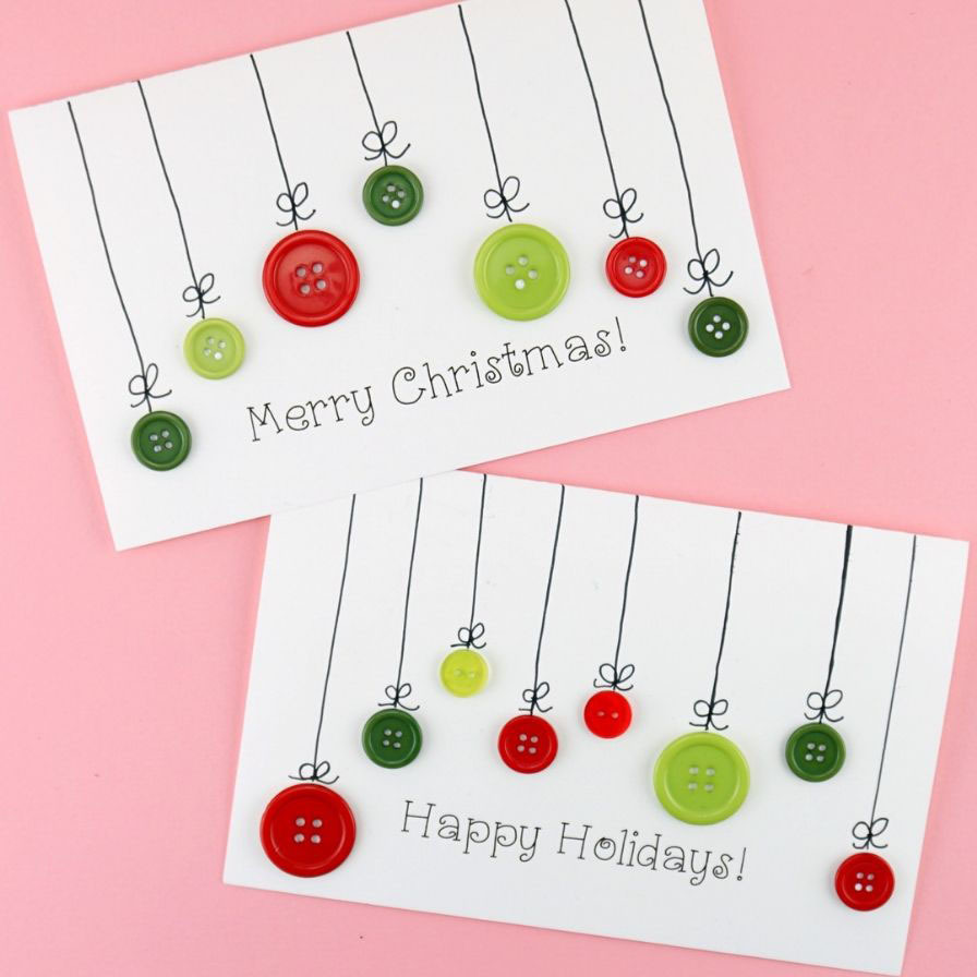 Homemade Button Cards for Christmas - Crafts by Amanda