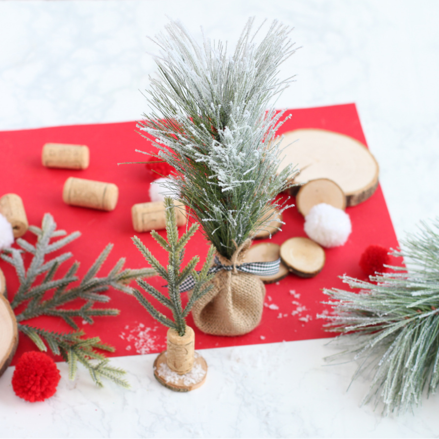 Cork and Burlap Christmas Tree Decorations